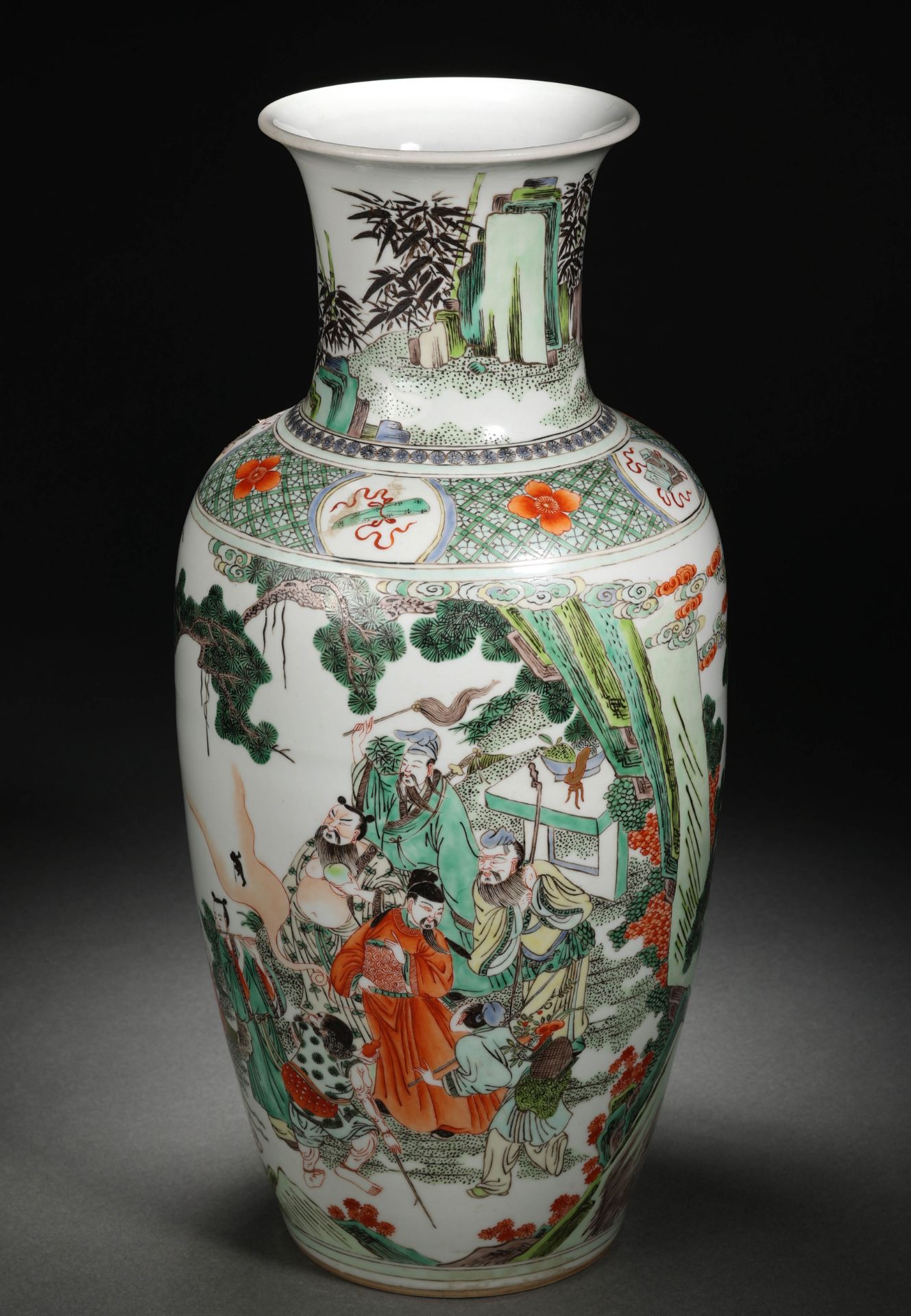 A Chinese Famille Verte Figural Story Vase - Image 6 of 15