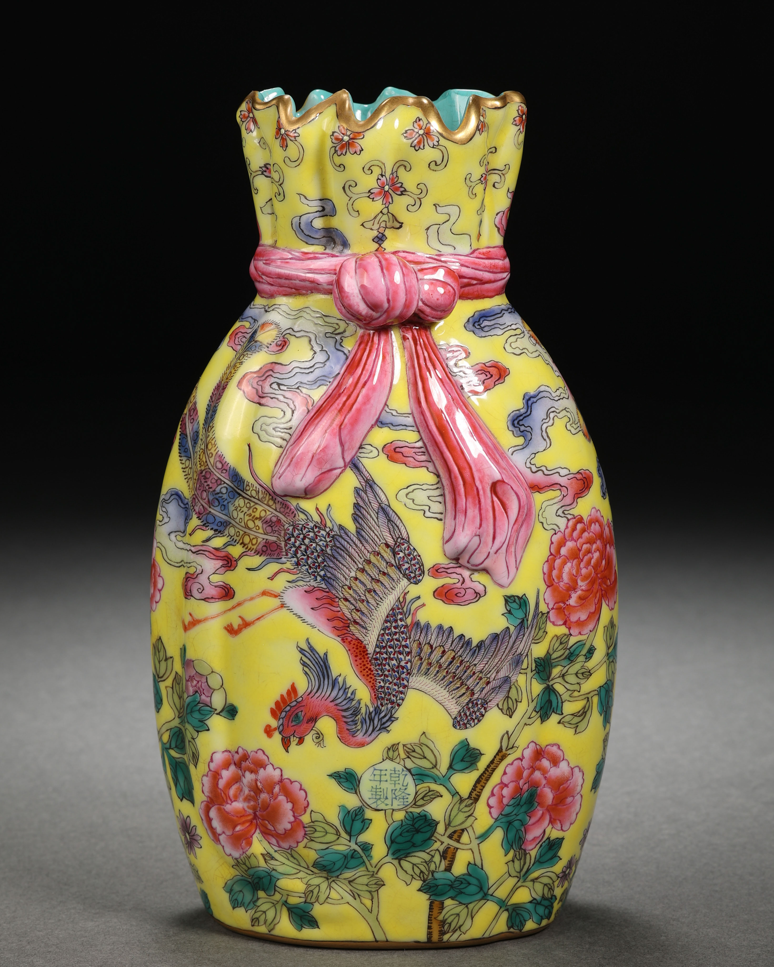 A Chinese Famille Rose and Gilt Ribbon Vase - Image 6 of 11