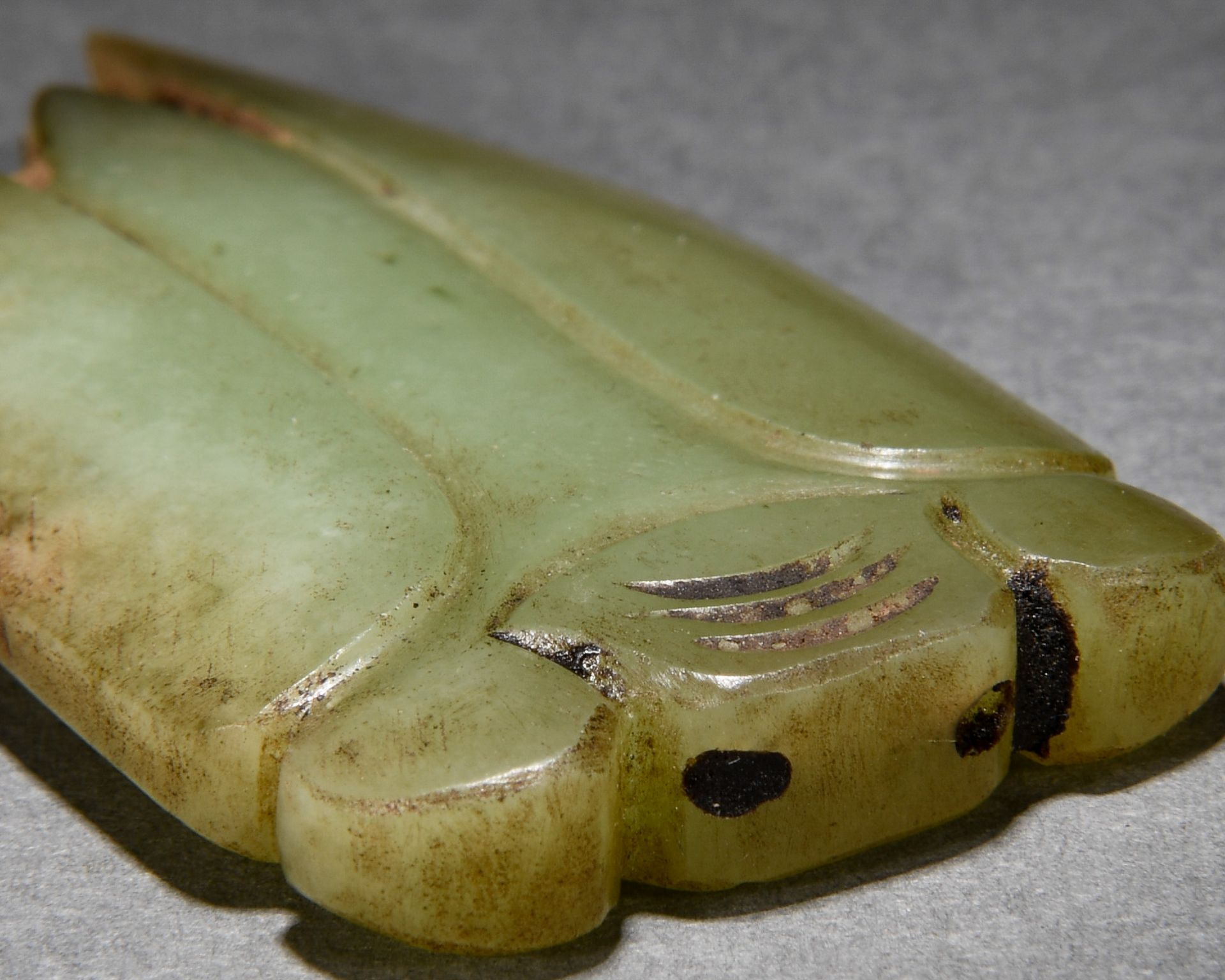 A Chinese Carved Celadon Jade Cicada - Bild 3 aus 7