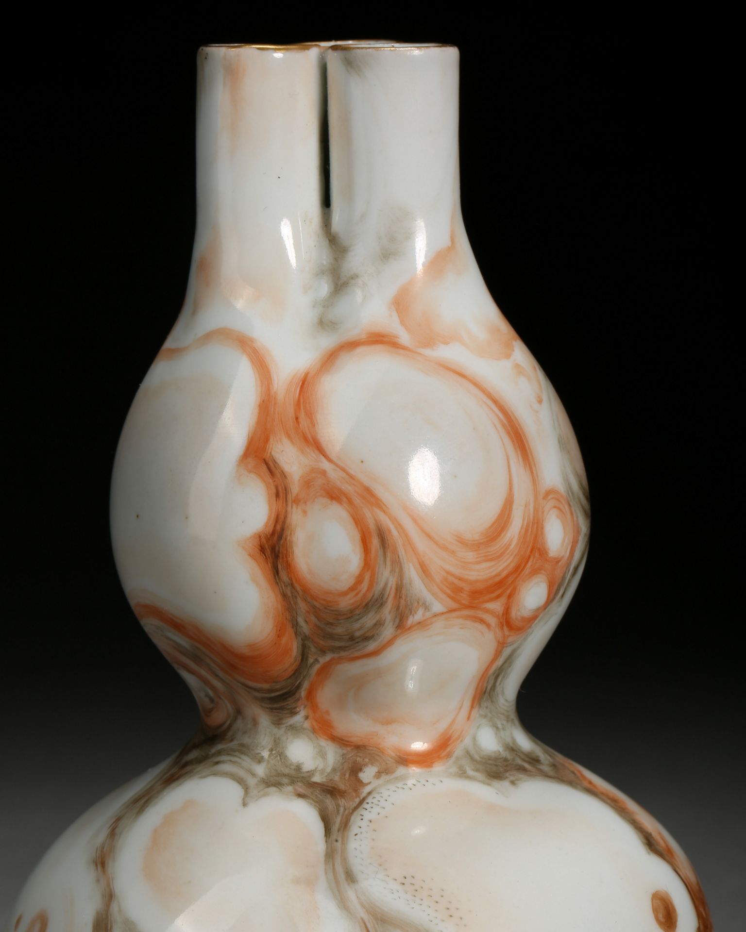 A Chinese Faux Marble Double Gourds Vase - Bild 4 aus 7