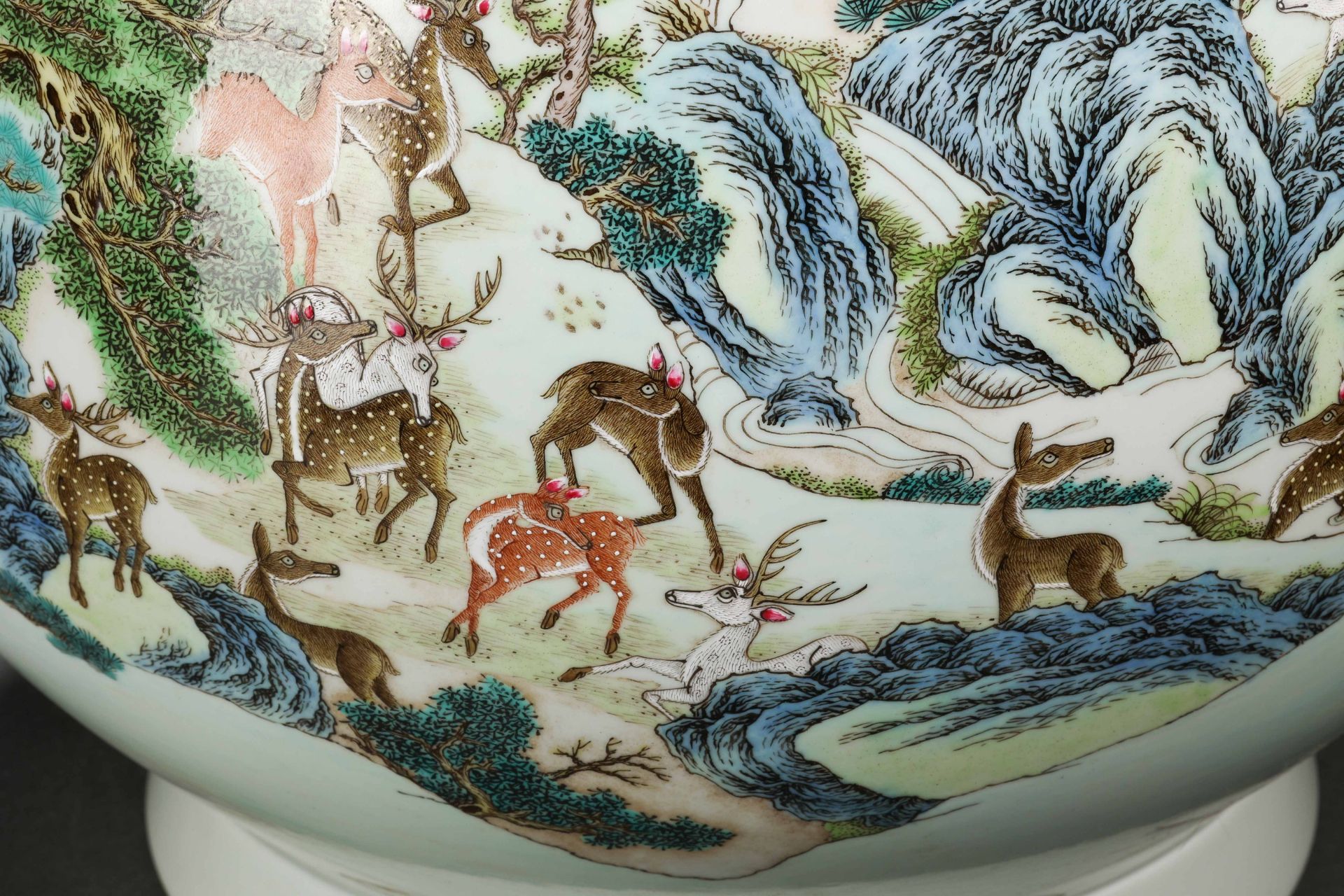 A Chinese Famille Rose Hundred Deers Zun Vase - Image 8 of 13