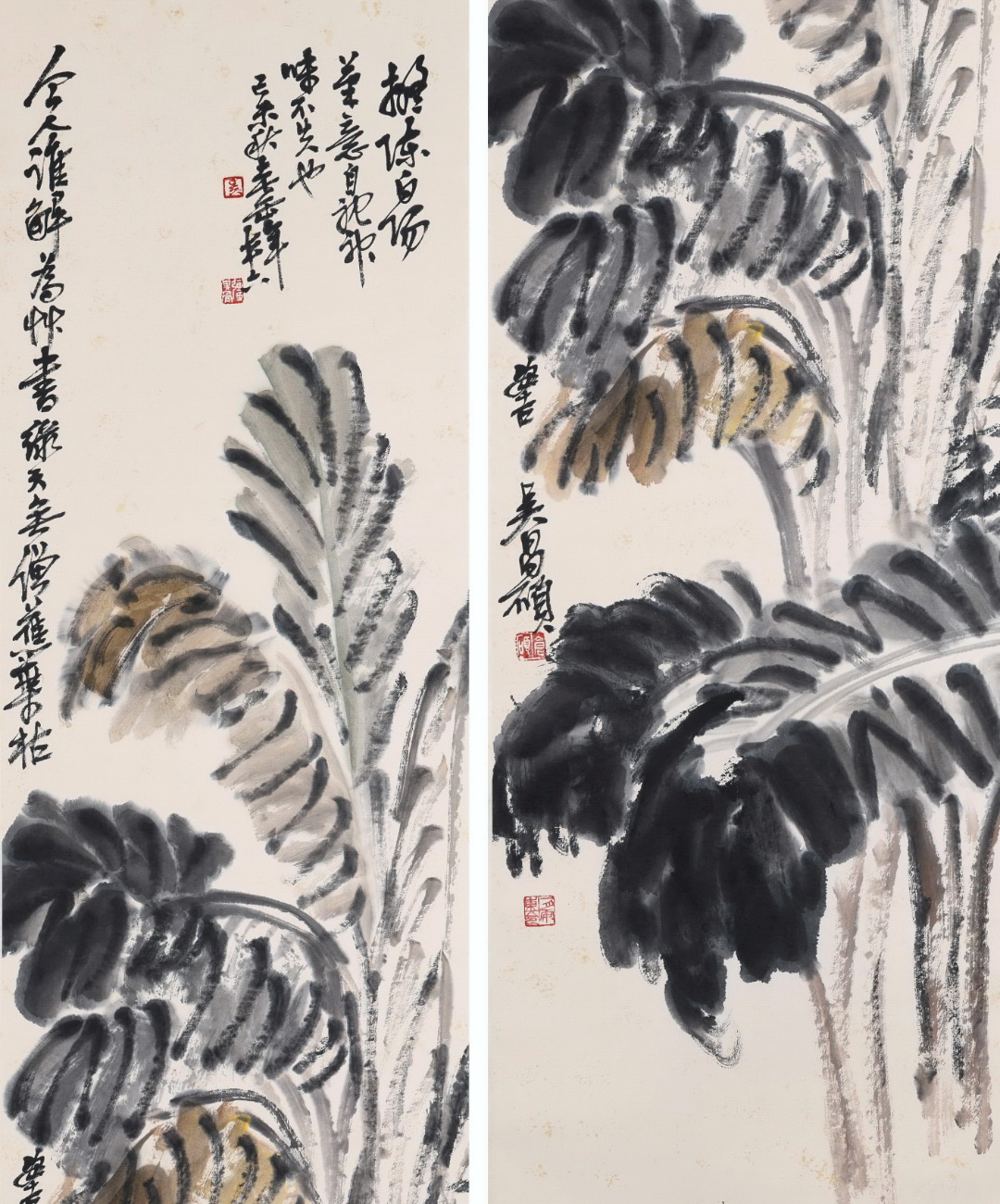 Four Pages of Chinese Scroll Painting Signed Wu Changshuo - Image 2 of 9