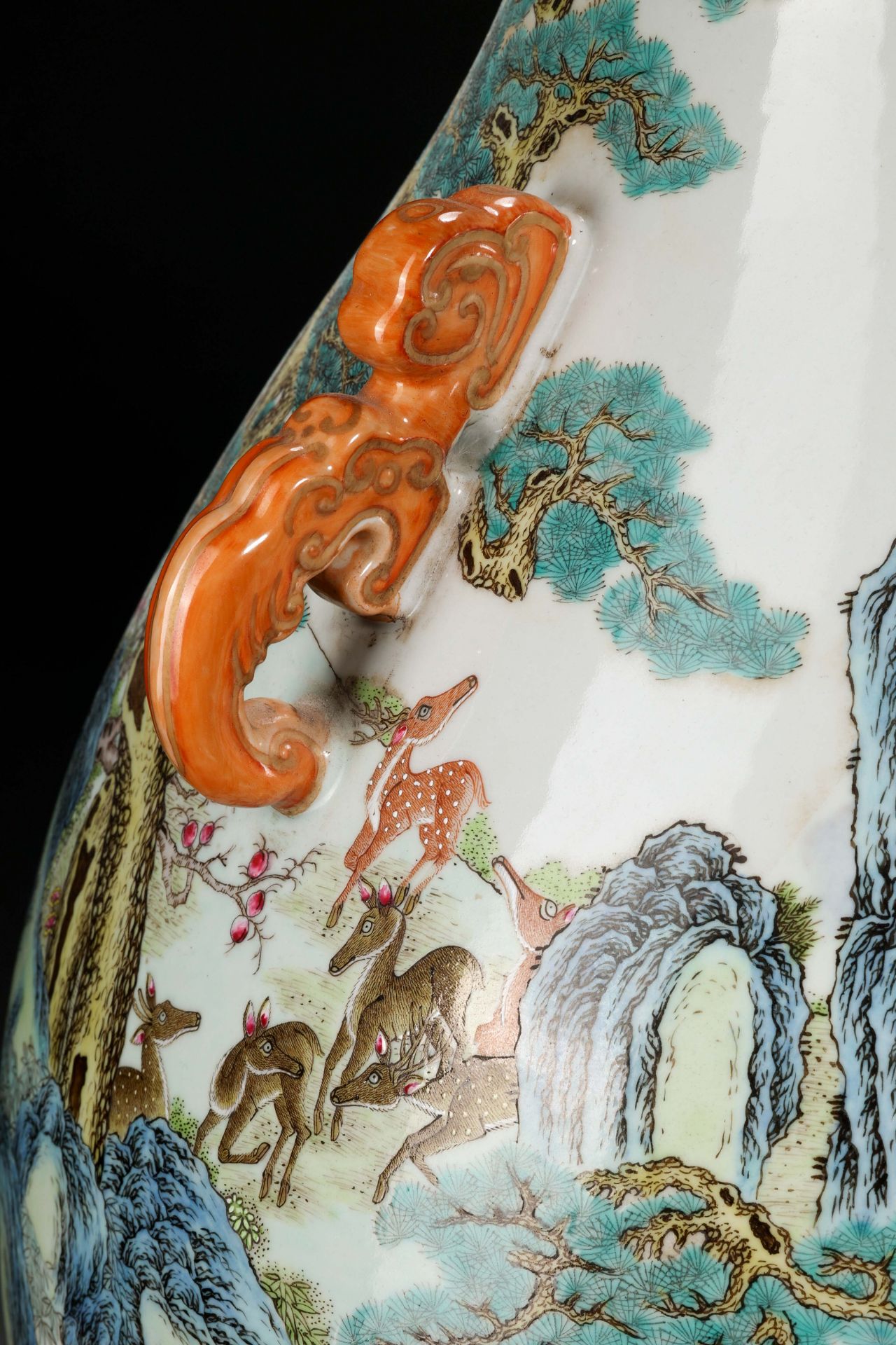 A Chinese Famille Rose Hundred Deers Zun Vase - Image 7 of 13