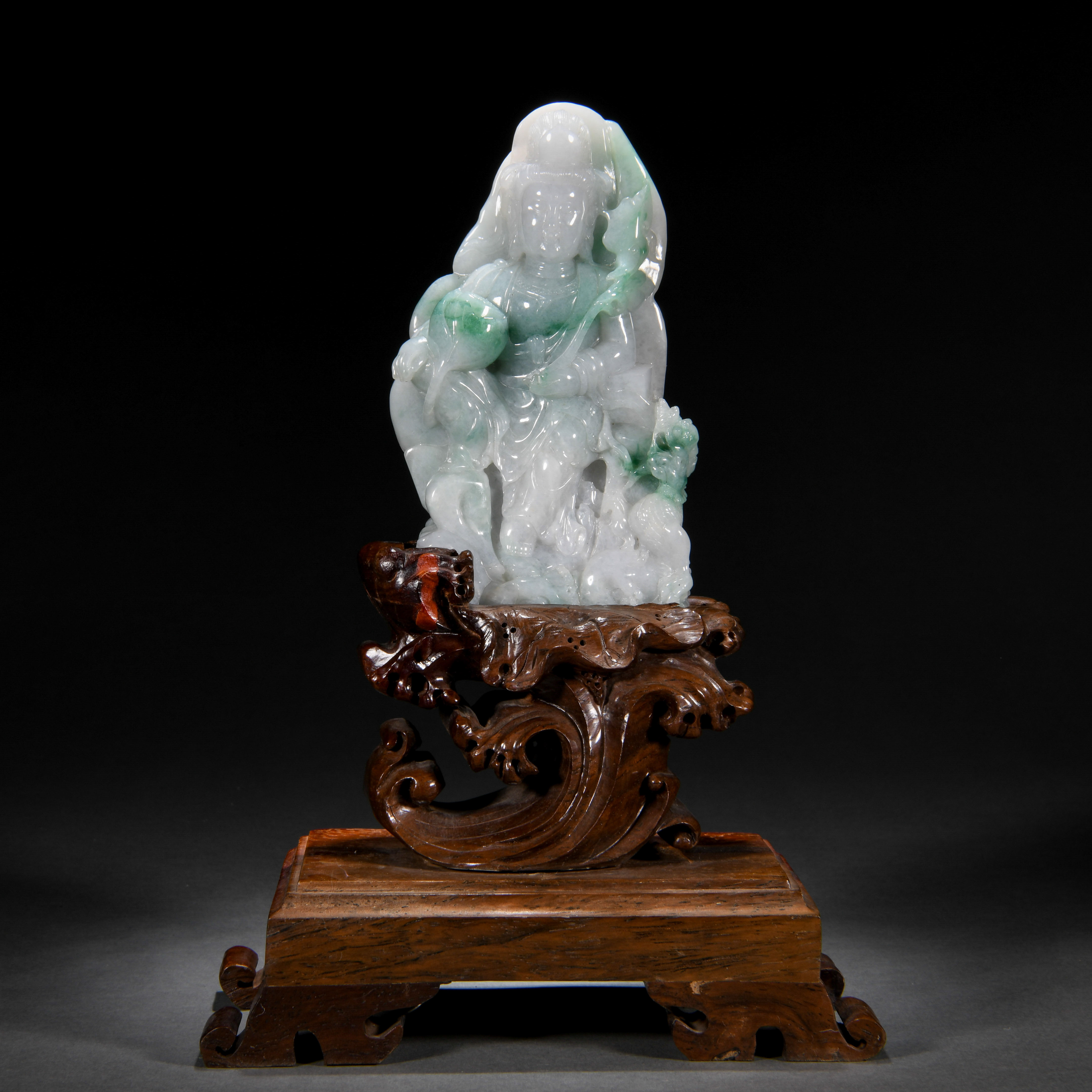 A Chinese Carved Jadeite Guanyin