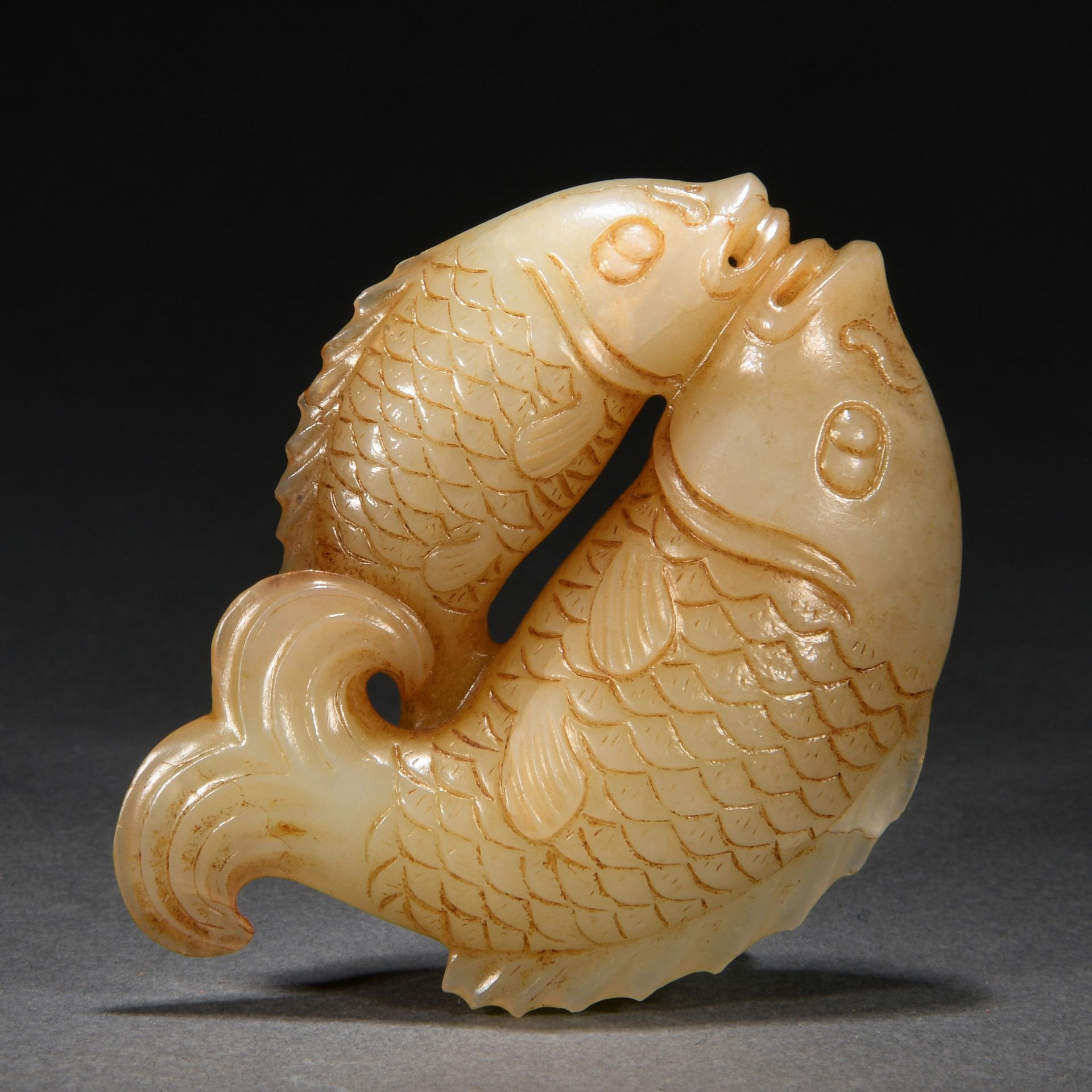 A Chinese Carved Jade Fishes Group