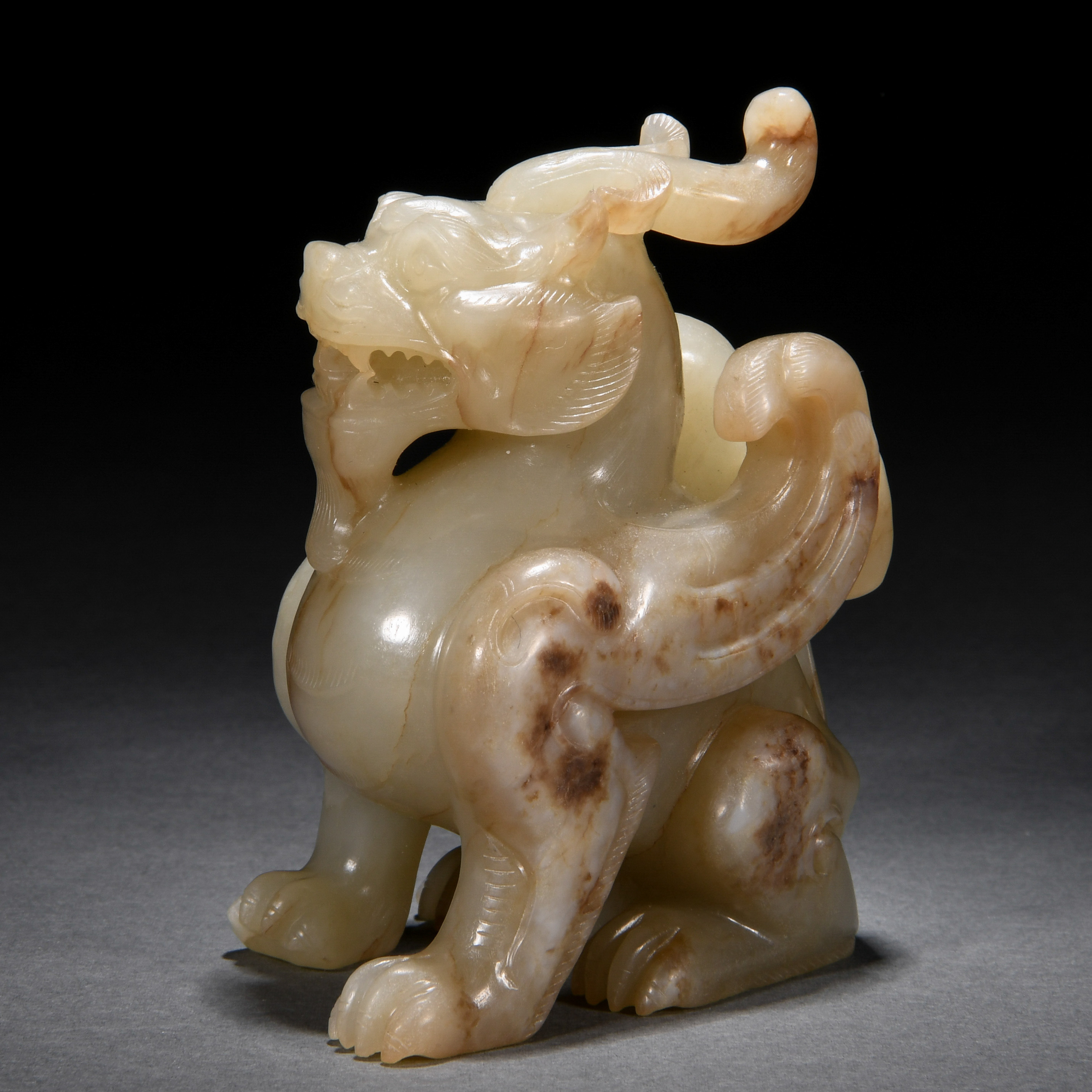 A Chinese Carved Jade Mythical Beast - Image 3 of 6