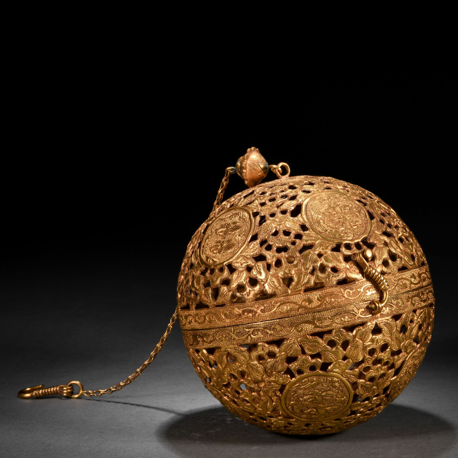 A Chinese Bronze-gilt Reticulated Incense Burner - Image 2 of 7