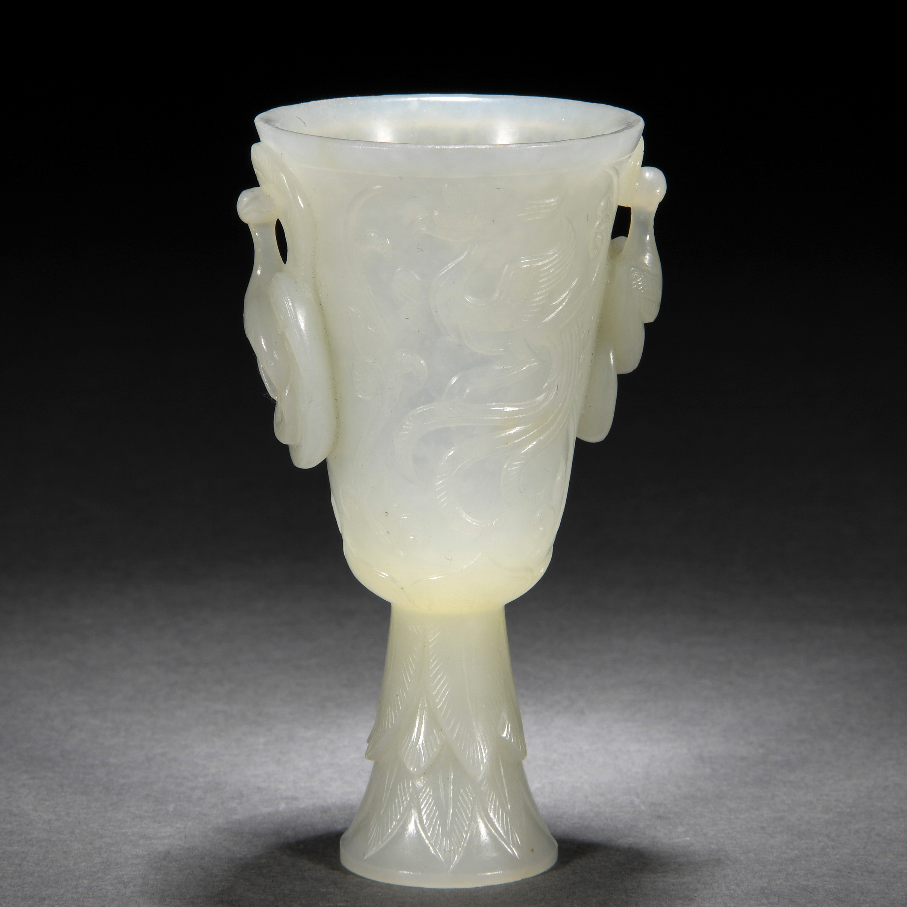 A Chinese Carved White Jade Wine Cup - Image 5 of 8