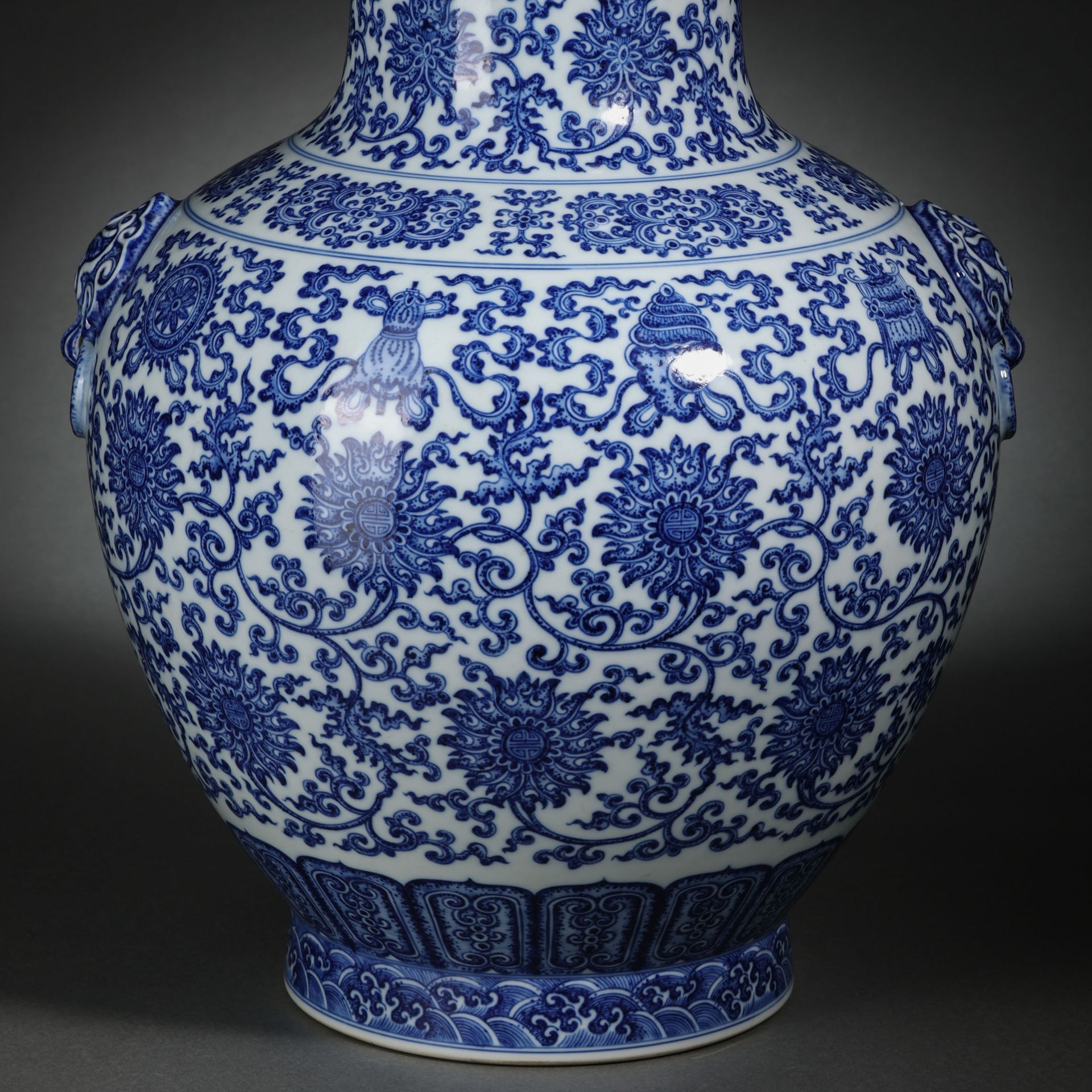 A Chinese Blue and White Lotus Scrolls Zun Vase - Image 2 of 15