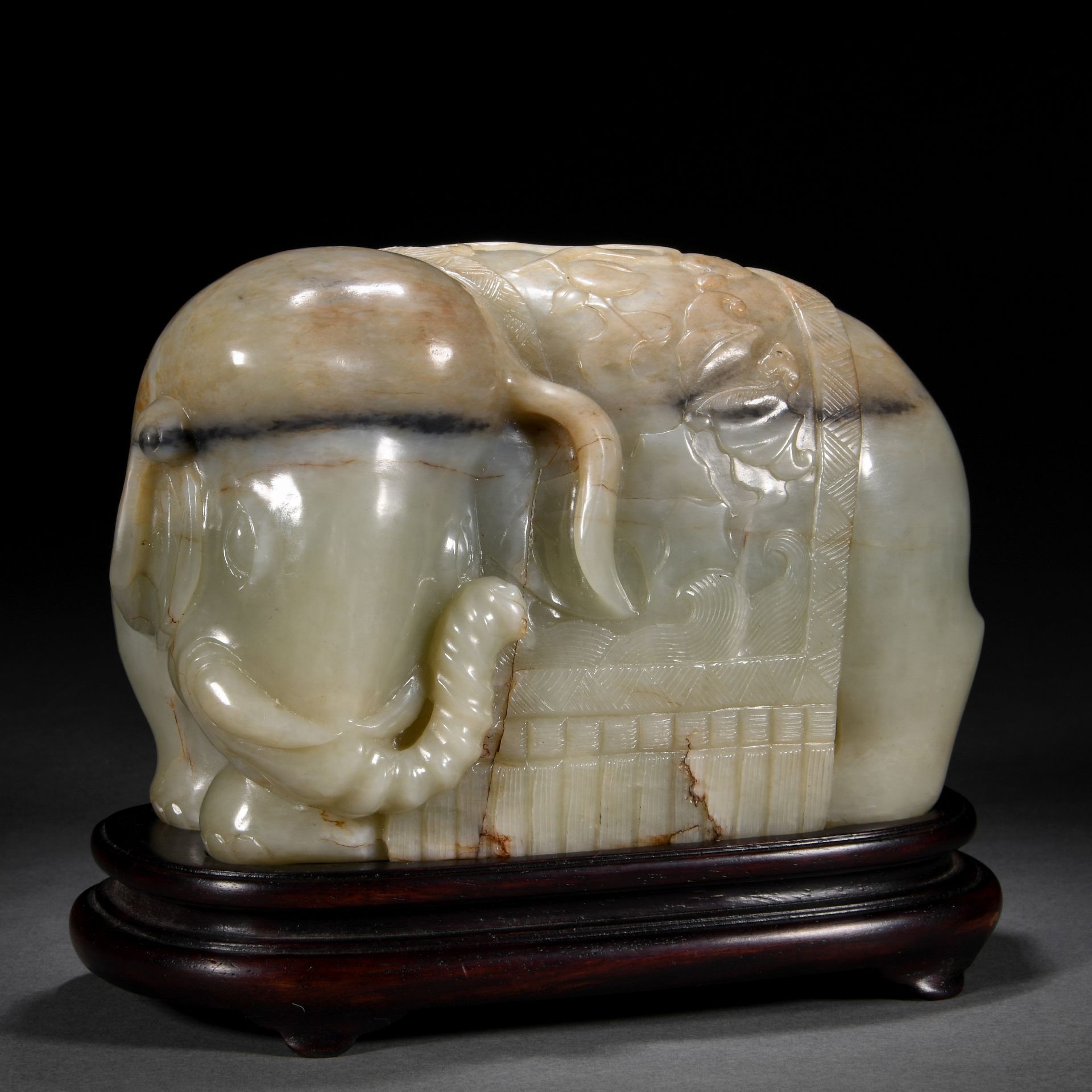 A Chinese Carved Jade Elephant