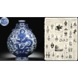 A Chinese Blue and White Dragon Moon Flask