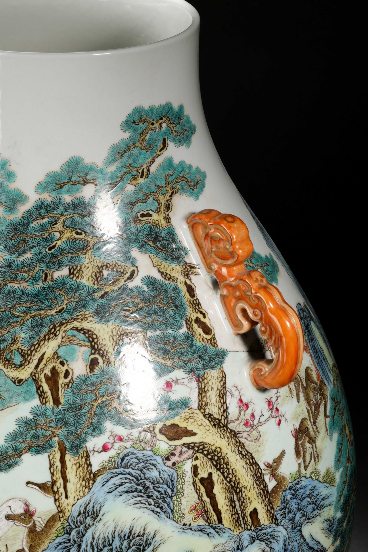 A Chinese Famille Rose Hundred Deers Zun Vase - Image 5 of 13