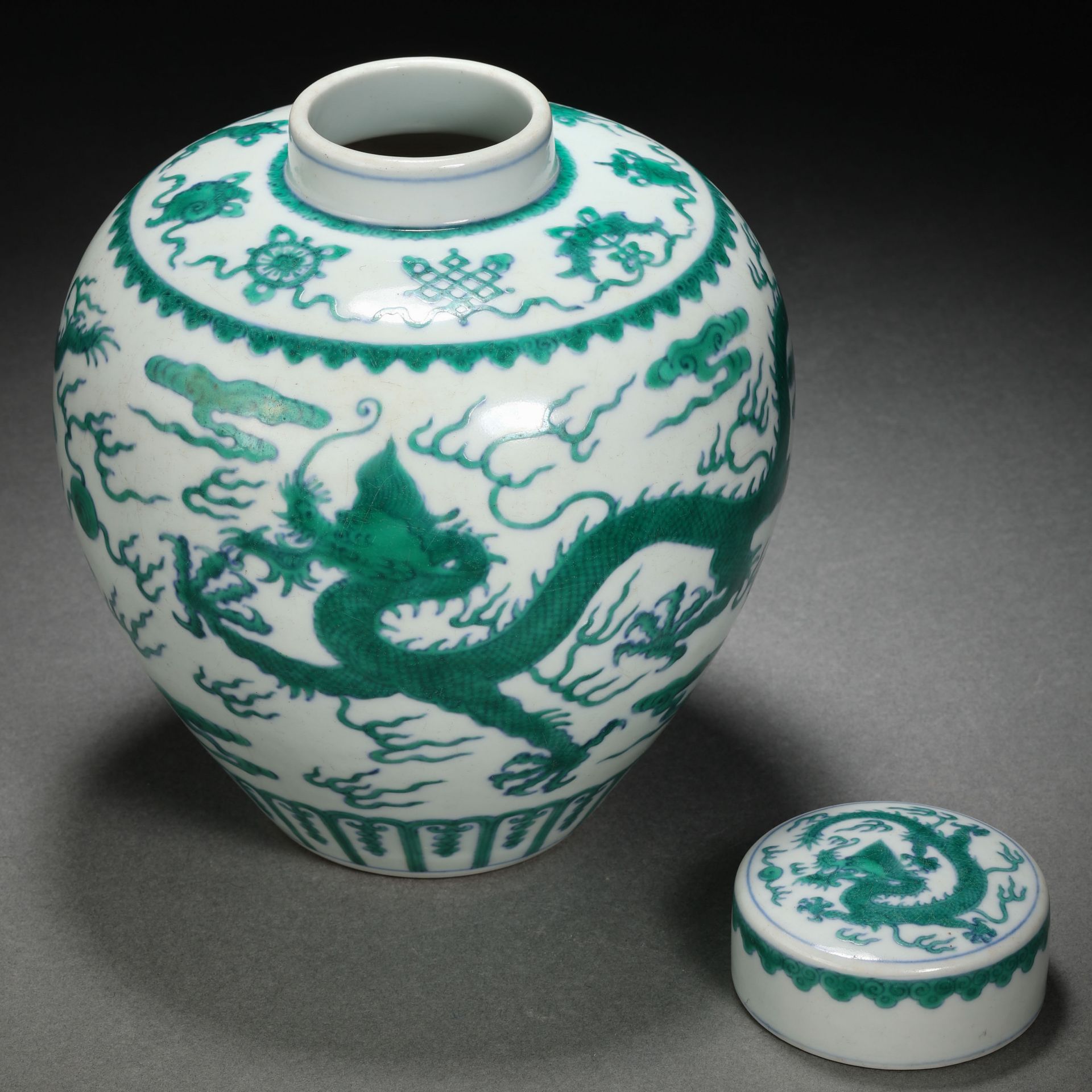 A Chinese Green Enamel Dragon Jar - Image 4 of 12