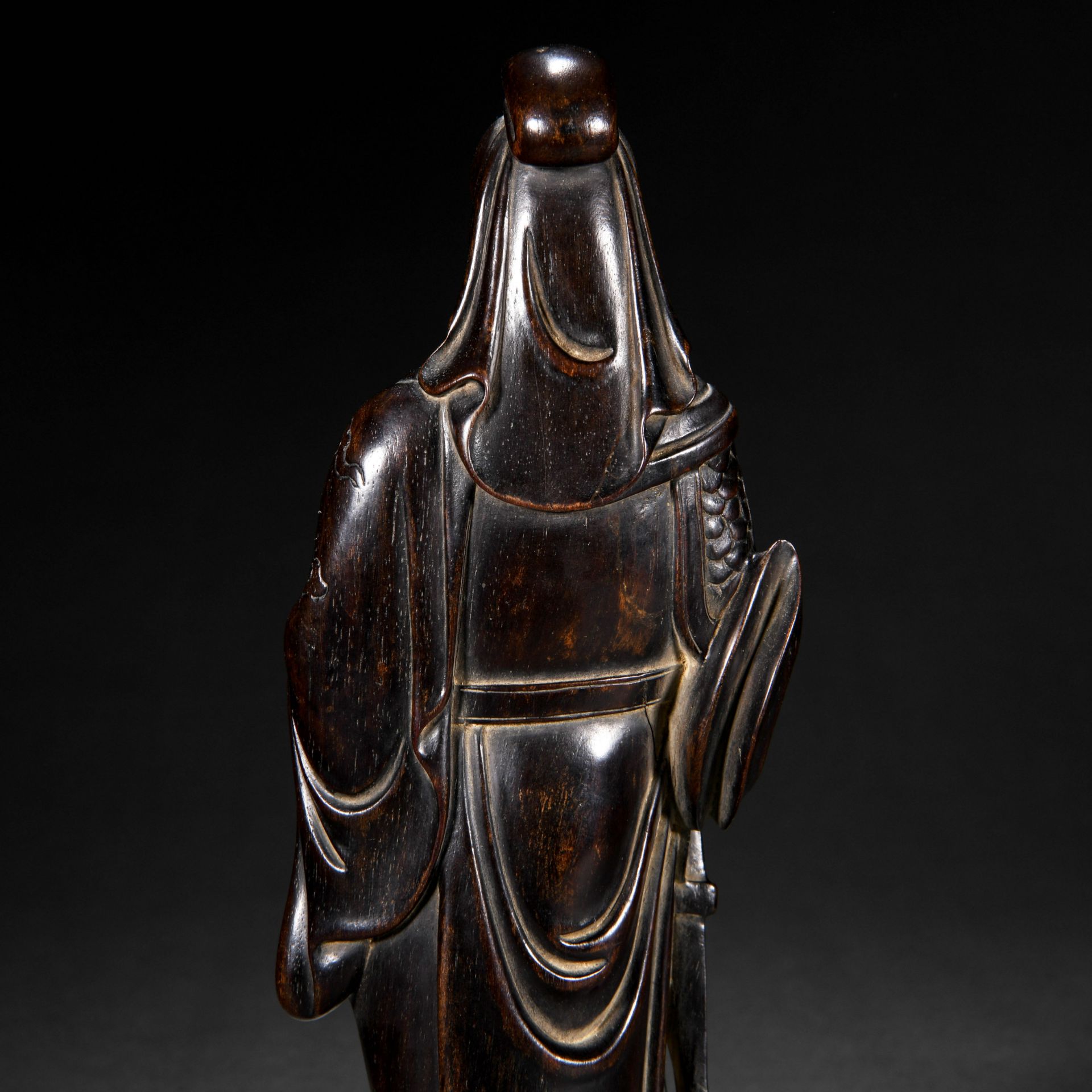 A Chinese Carved Rosewood Standing Figure - Image 6 of 7