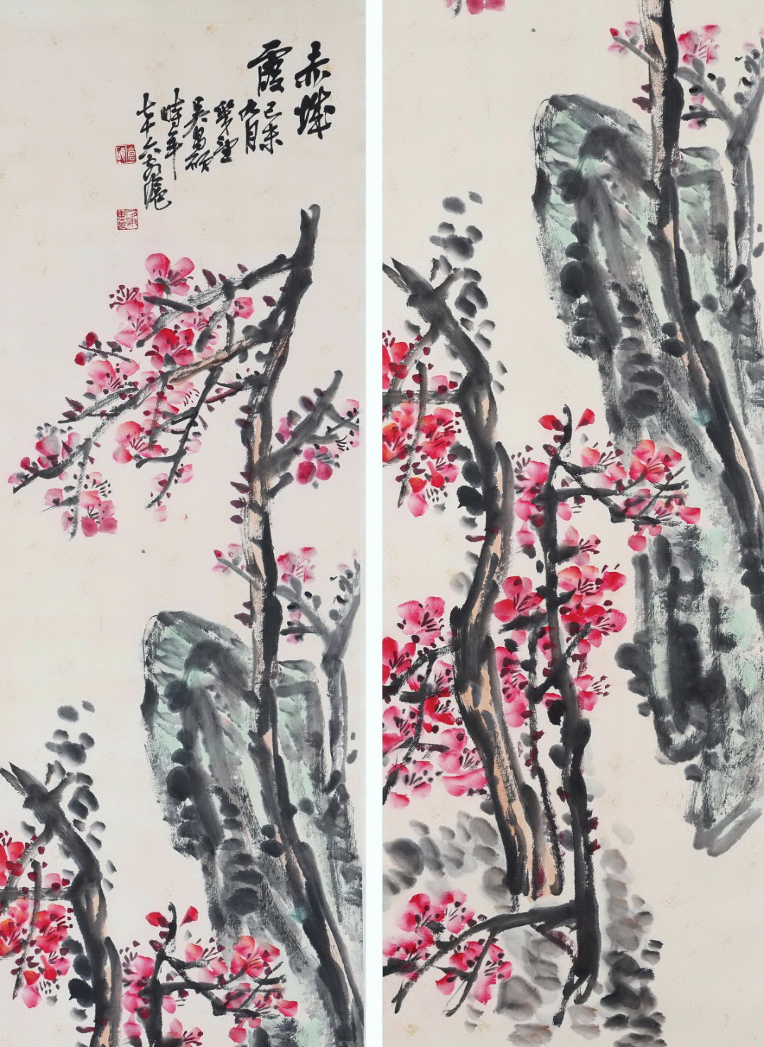 Four Pages of Chinese Scroll Painting Signed Wu Changshuo - Image 5 of 9