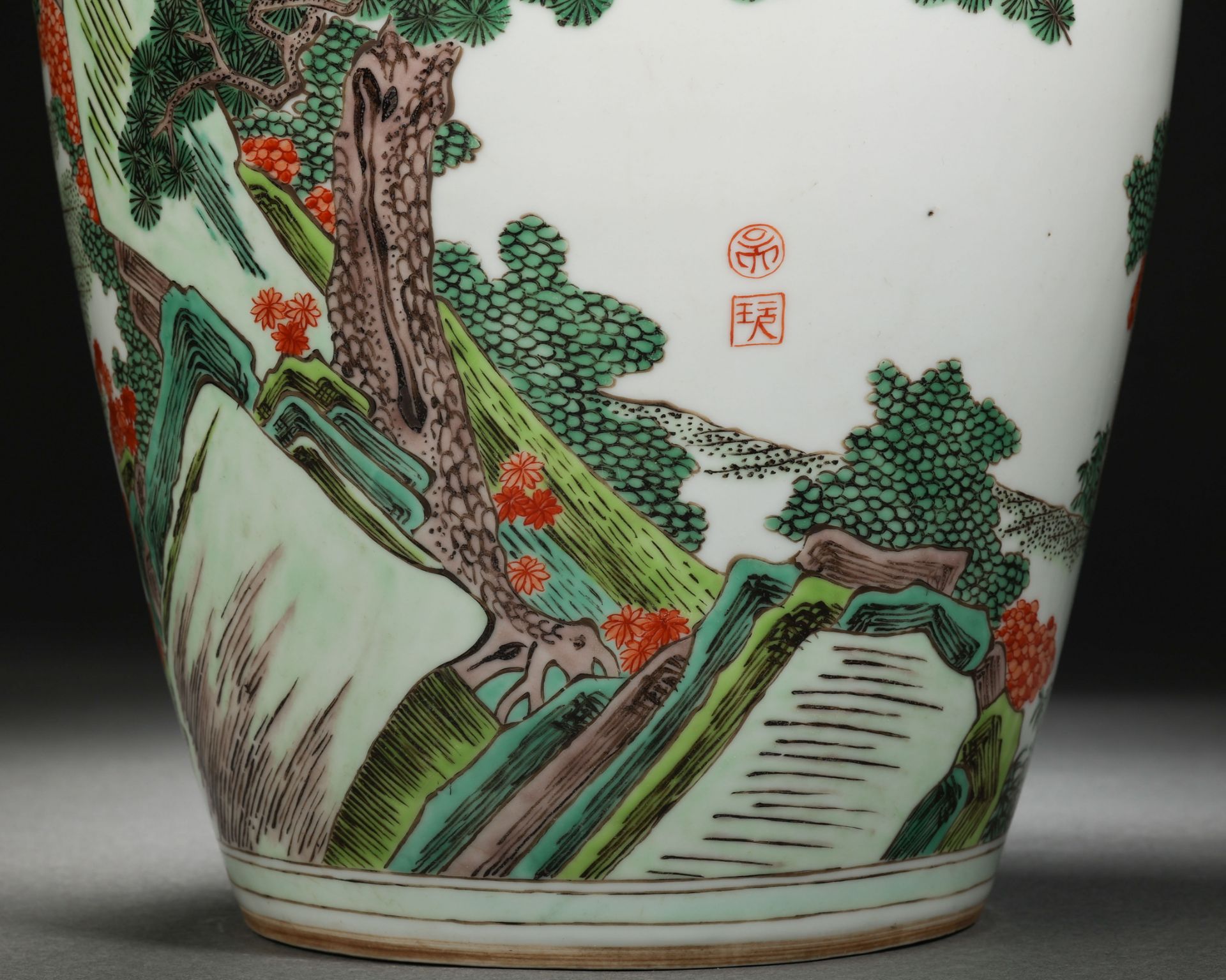 A Chinese Famille Verte Figural Story Vase - Image 10 of 15