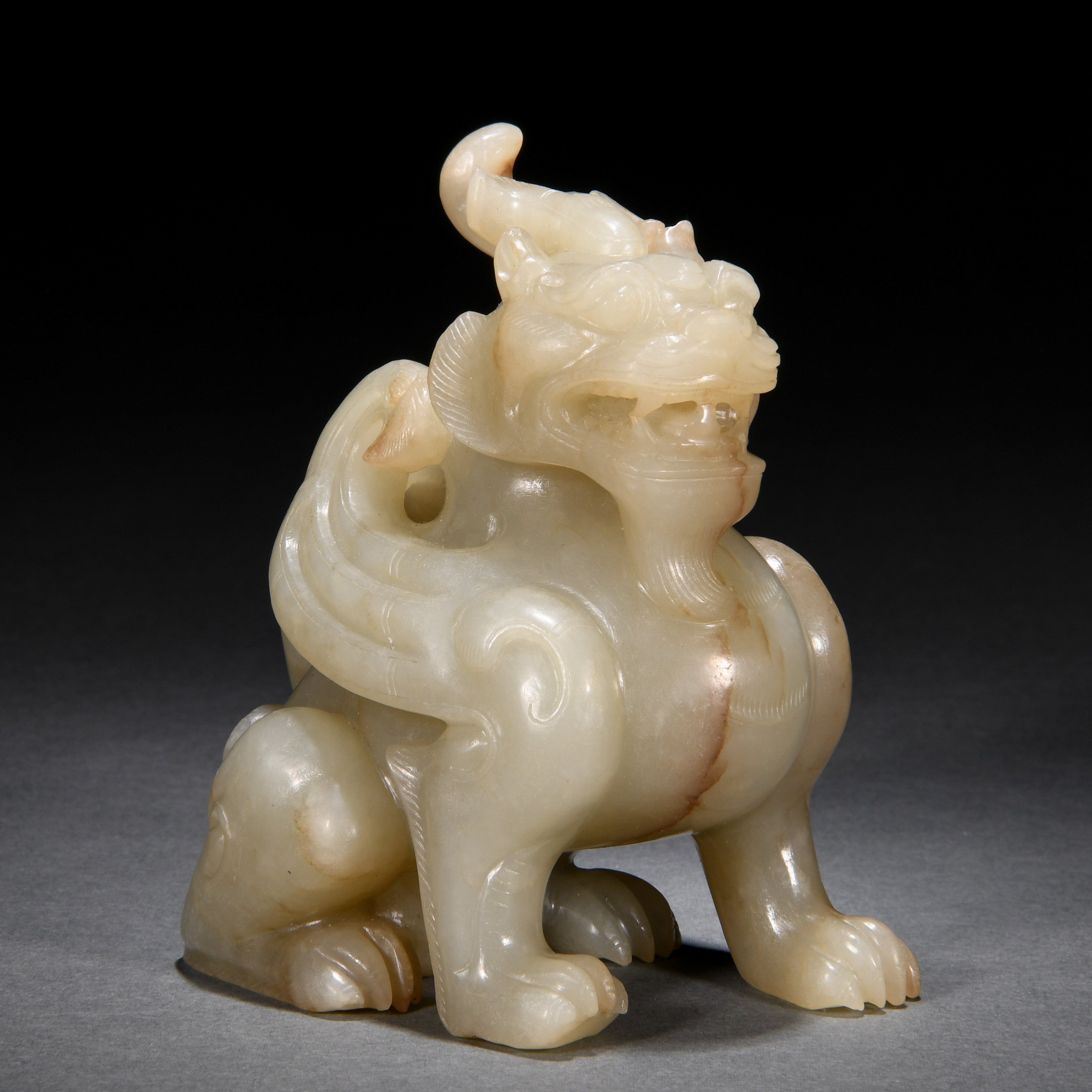 A Chinese Carved Jade Mythical Beast - Image 2 of 6