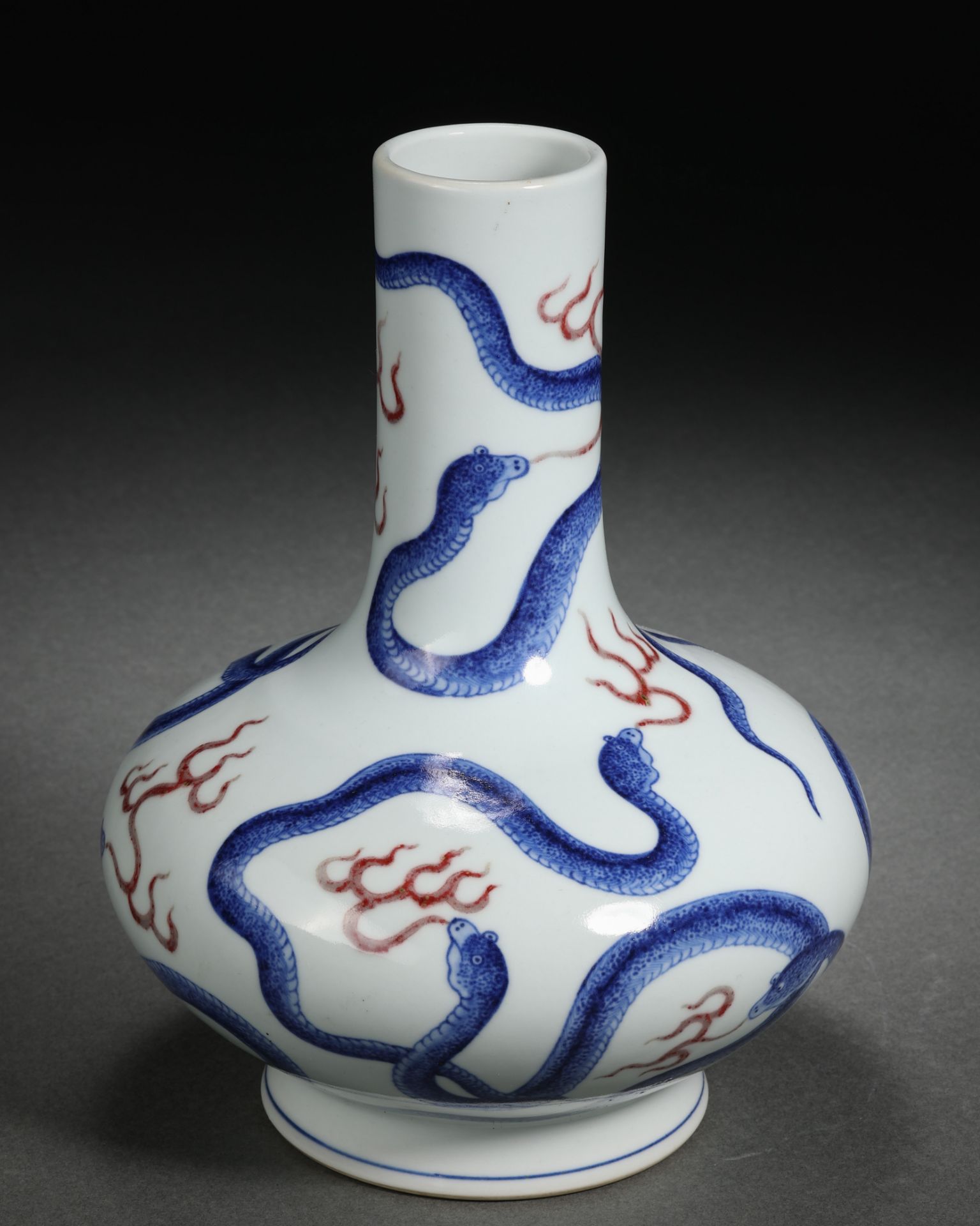 A Chinese Underglaze Blue and Copper Red Bottle Vase - Image 6 of 12