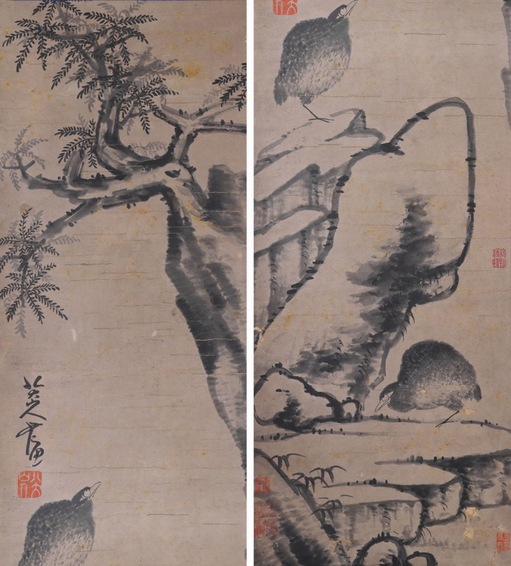 Four Pages of Chinese Painting Signed Badashanren - Bild 5 aus 9