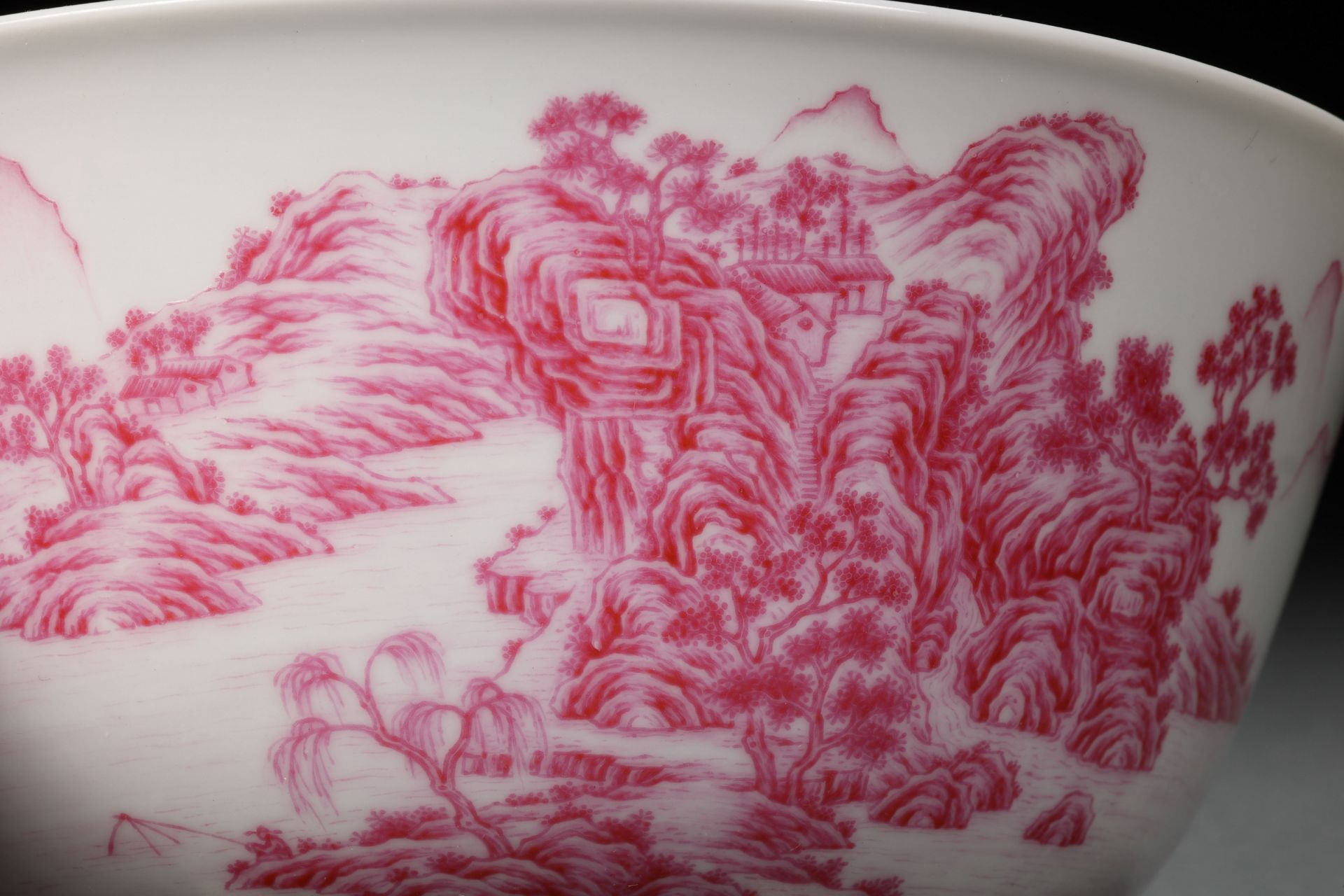 A Chinese Pink Enamel Landscape Bowl - Image 5 of 10