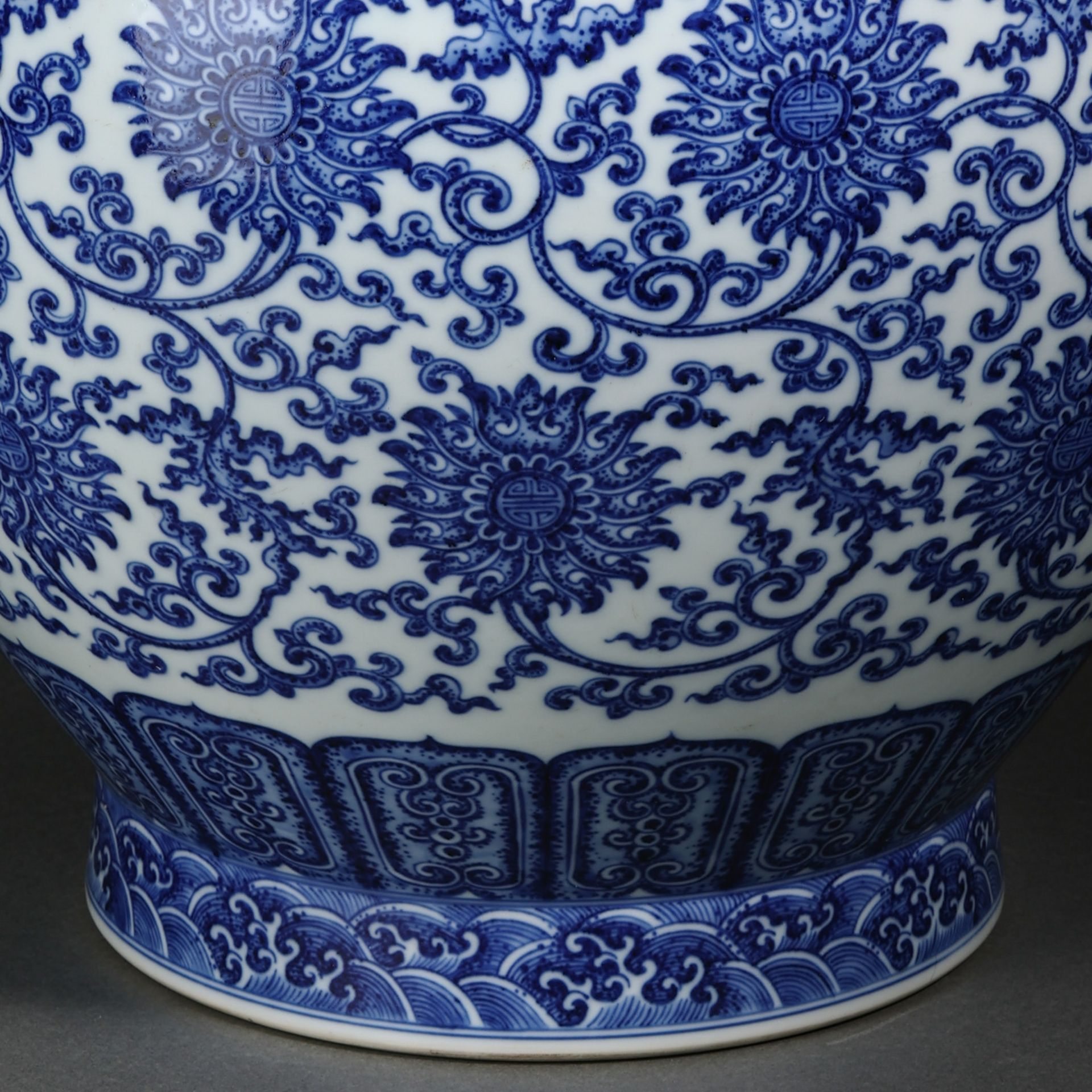 A Chinese Blue and White Lotus Scrolls Zun Vase - Image 4 of 15