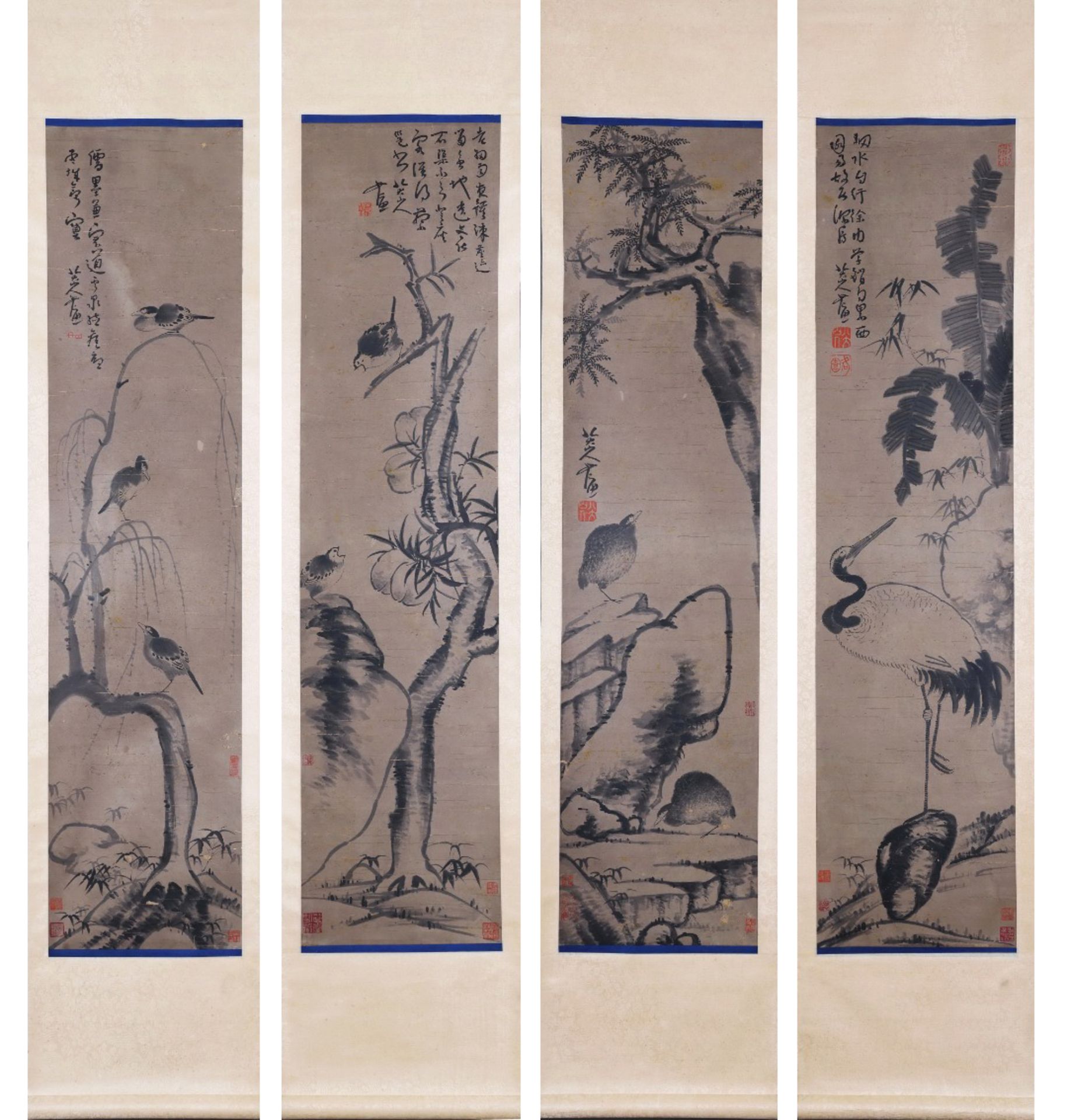 Four Pages of Chinese Painting Signed Badashanren - Bild 9 aus 9