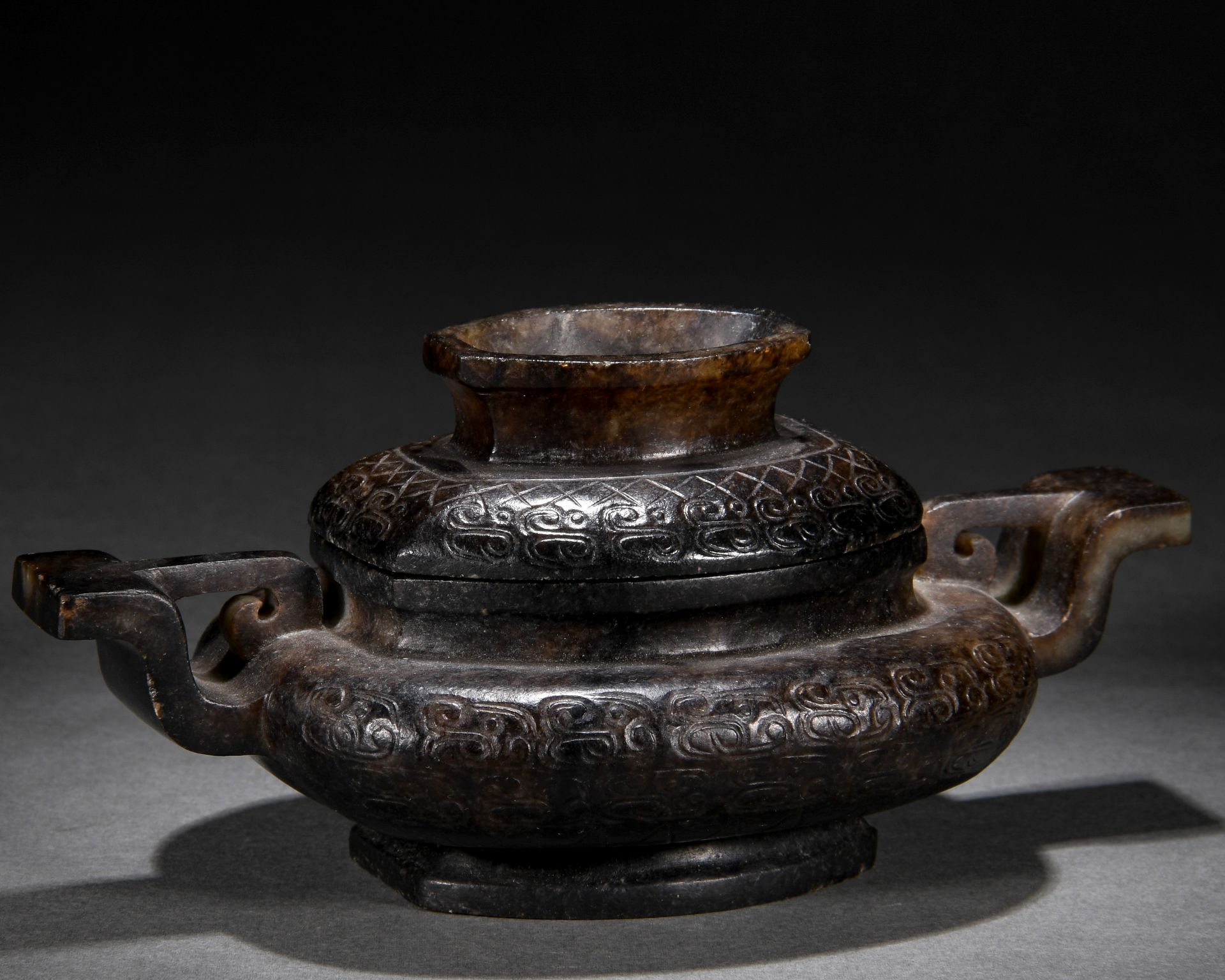 A Chinese Carved Jade Censer with Cover