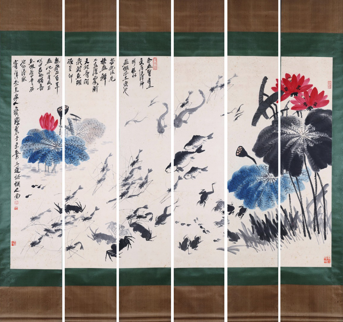 Six Pages of Chinese Scroll Painting Signed Qi Baishi - Image 10 of 10