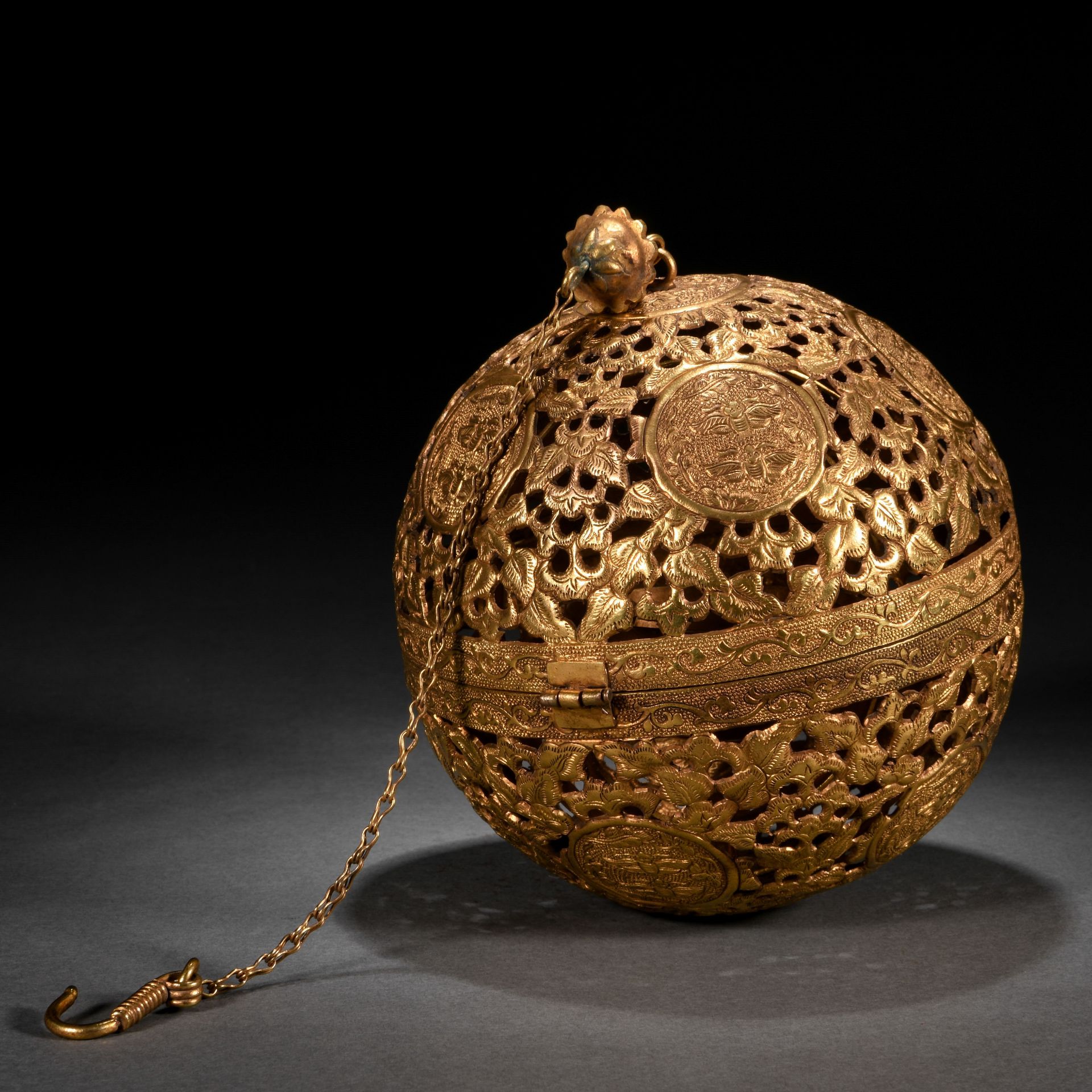 A Chinese Bronze-gilt Reticulated Incense Burner - Image 4 of 7
