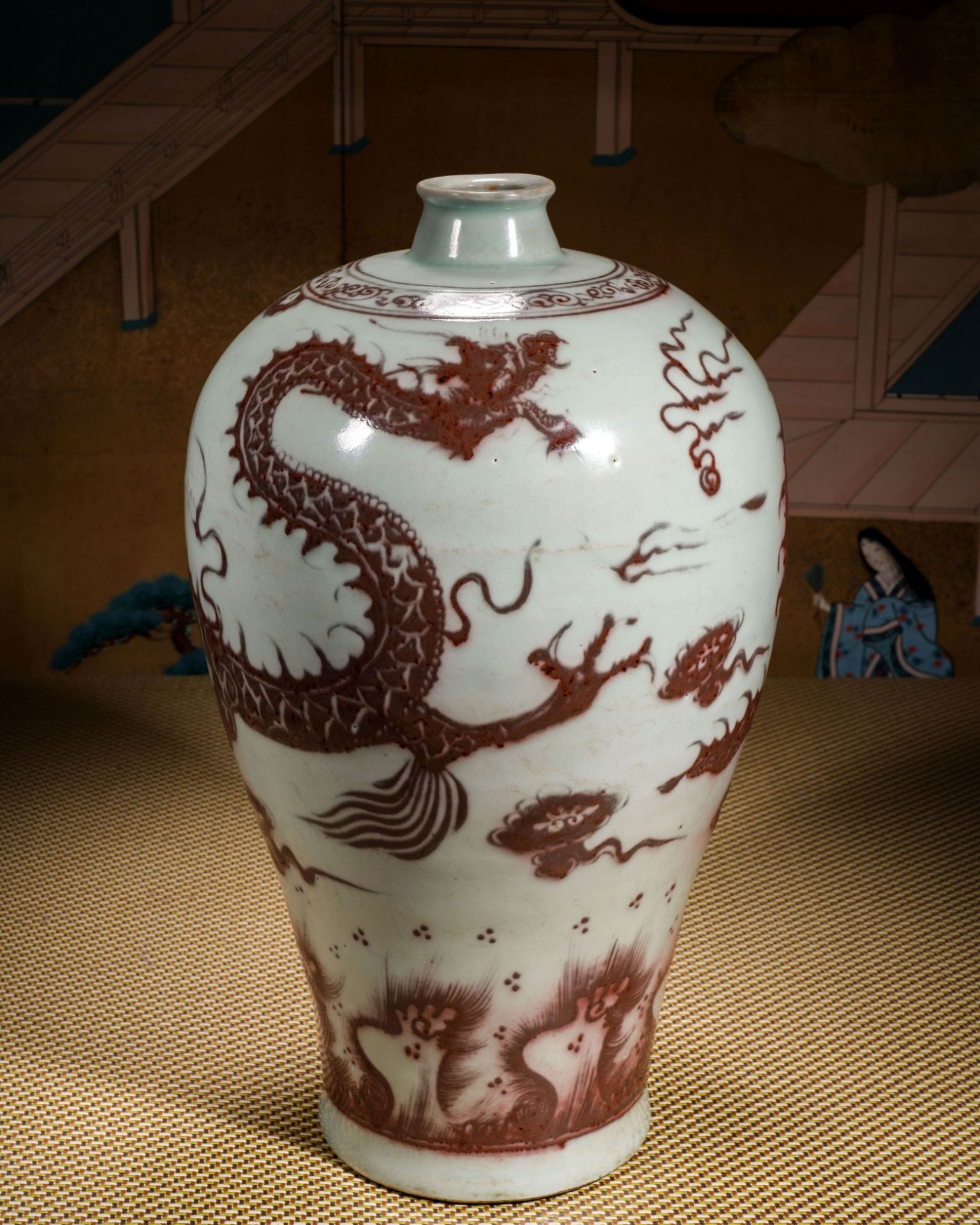 A Chinese Copper Red Dragon Vase Meiping - Image 2 of 13