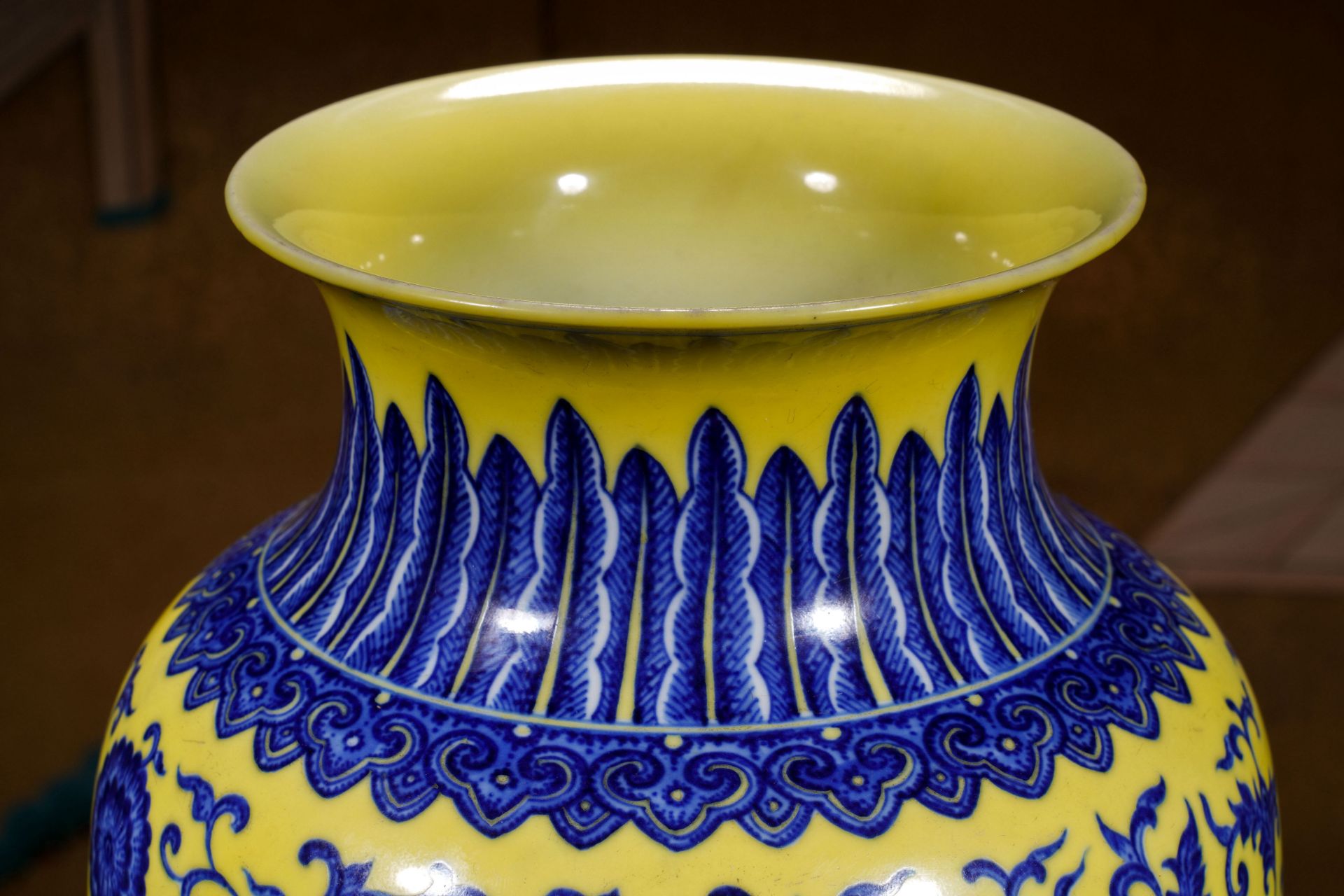 A Chinese Yellow Ground and Underglaze Blue Dragon Zun Vase - Image 4 of 13