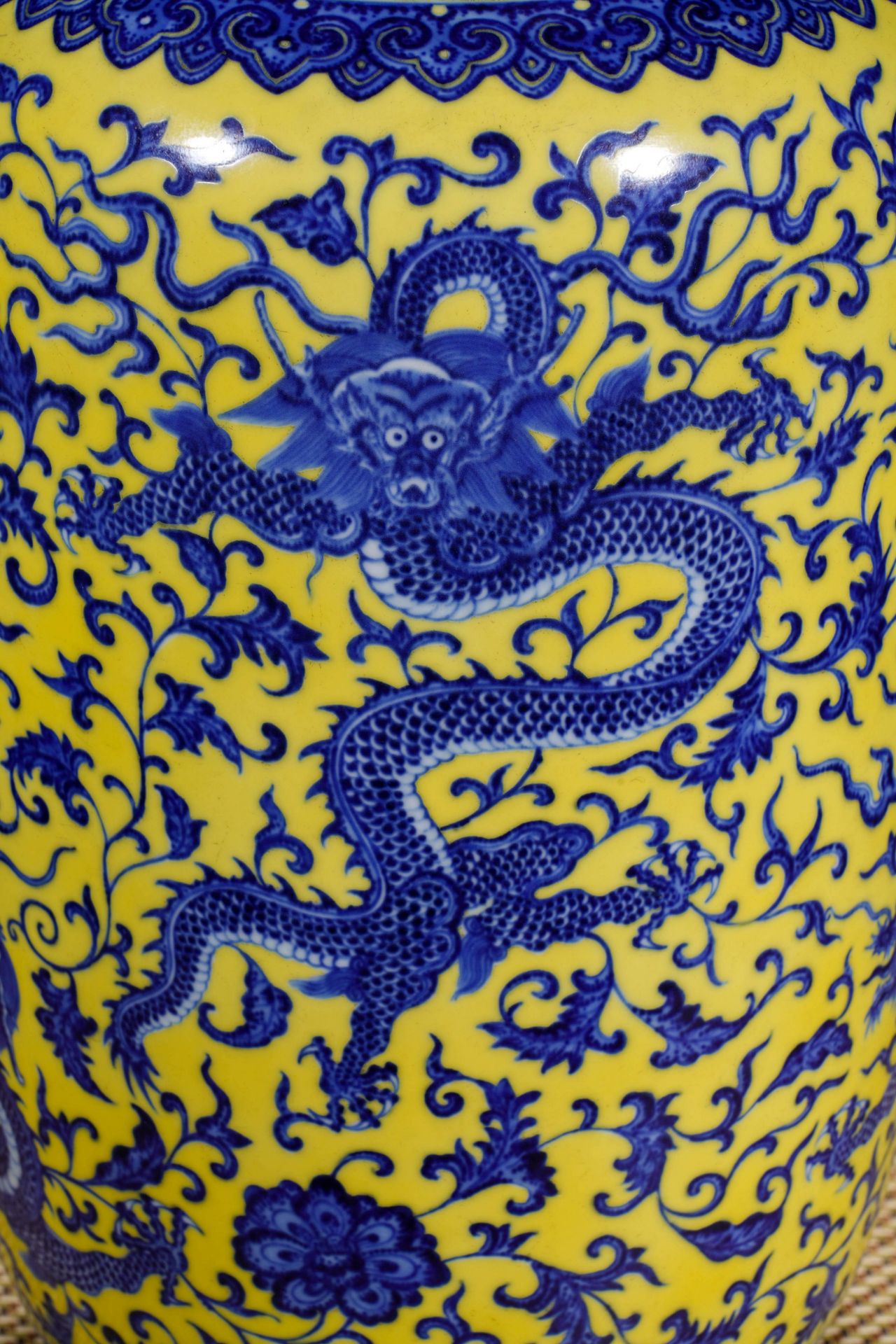 A Chinese Yellow Ground and Underglaze Blue Dragon Zun Vase - Image 3 of 13