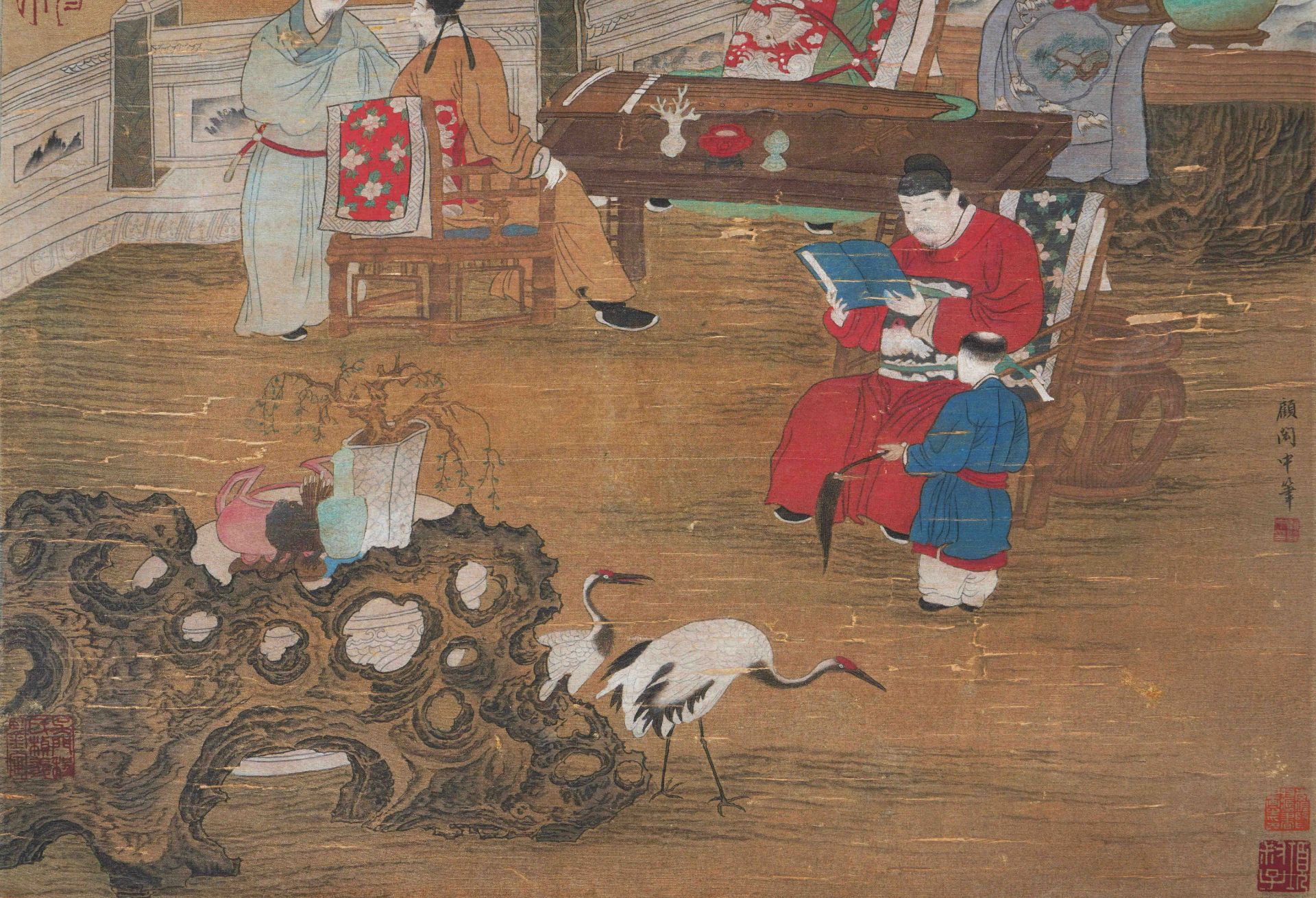 A Chinese Scroll Painting Signed Gu Hongzhong - Image 4 of 13
