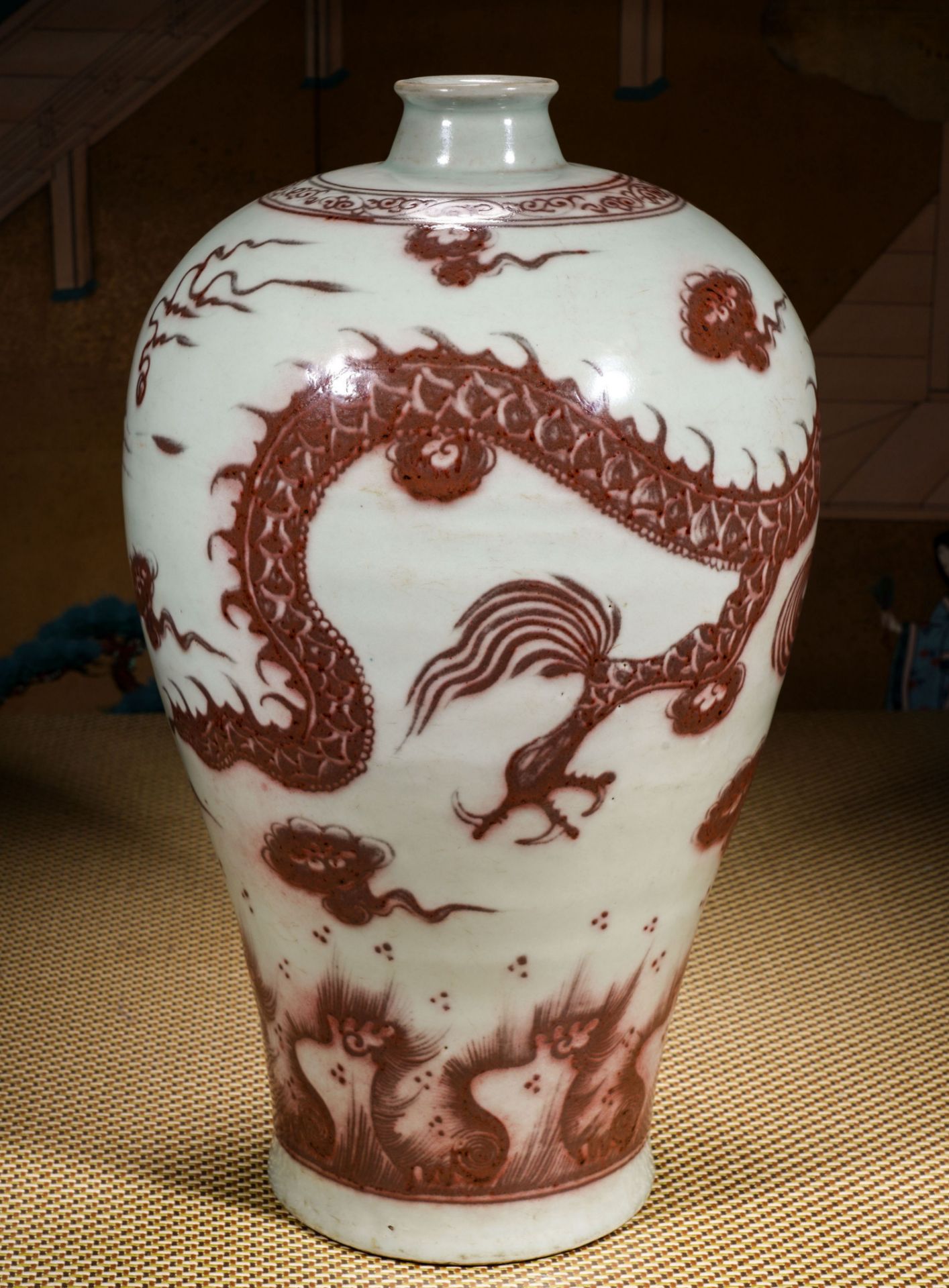 A Chinese Copper Red Dragon Vase Meiping - Image 8 of 13