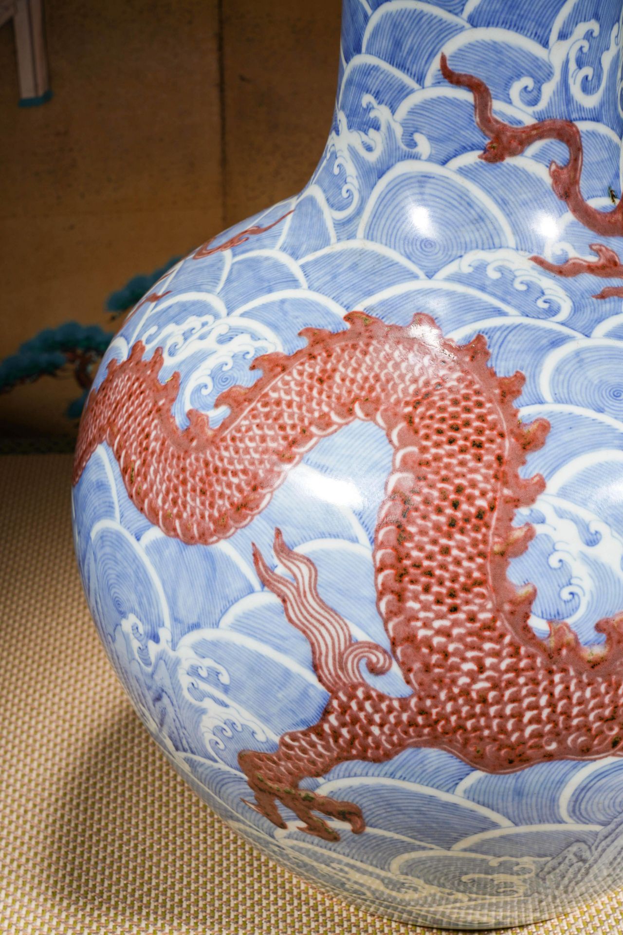A Chinese Underglaze Blue and Copper Red Dragon Globular Vase - Image 9 of 13