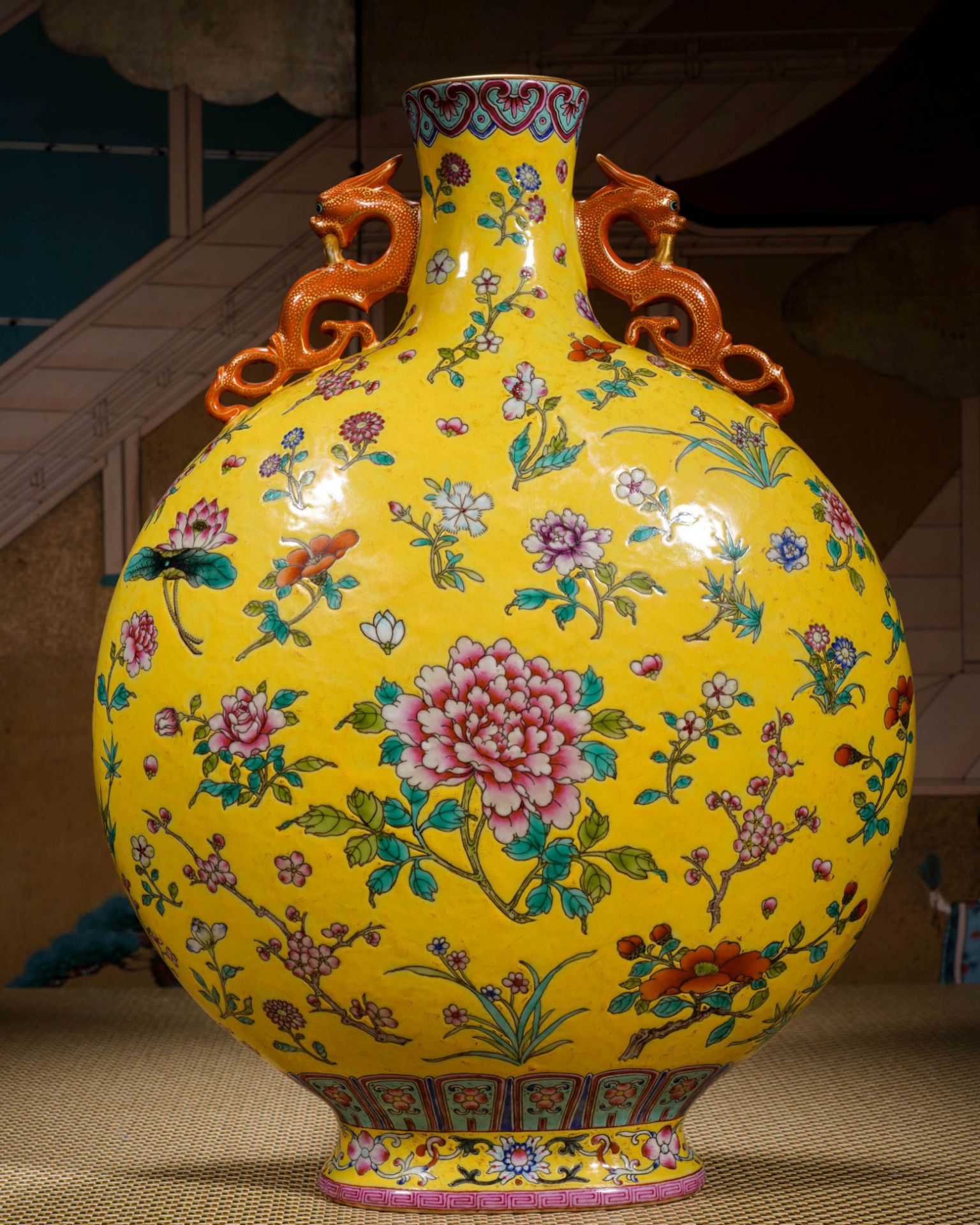 A Chinese Famille Rose Moon Flask - Image 9 of 13