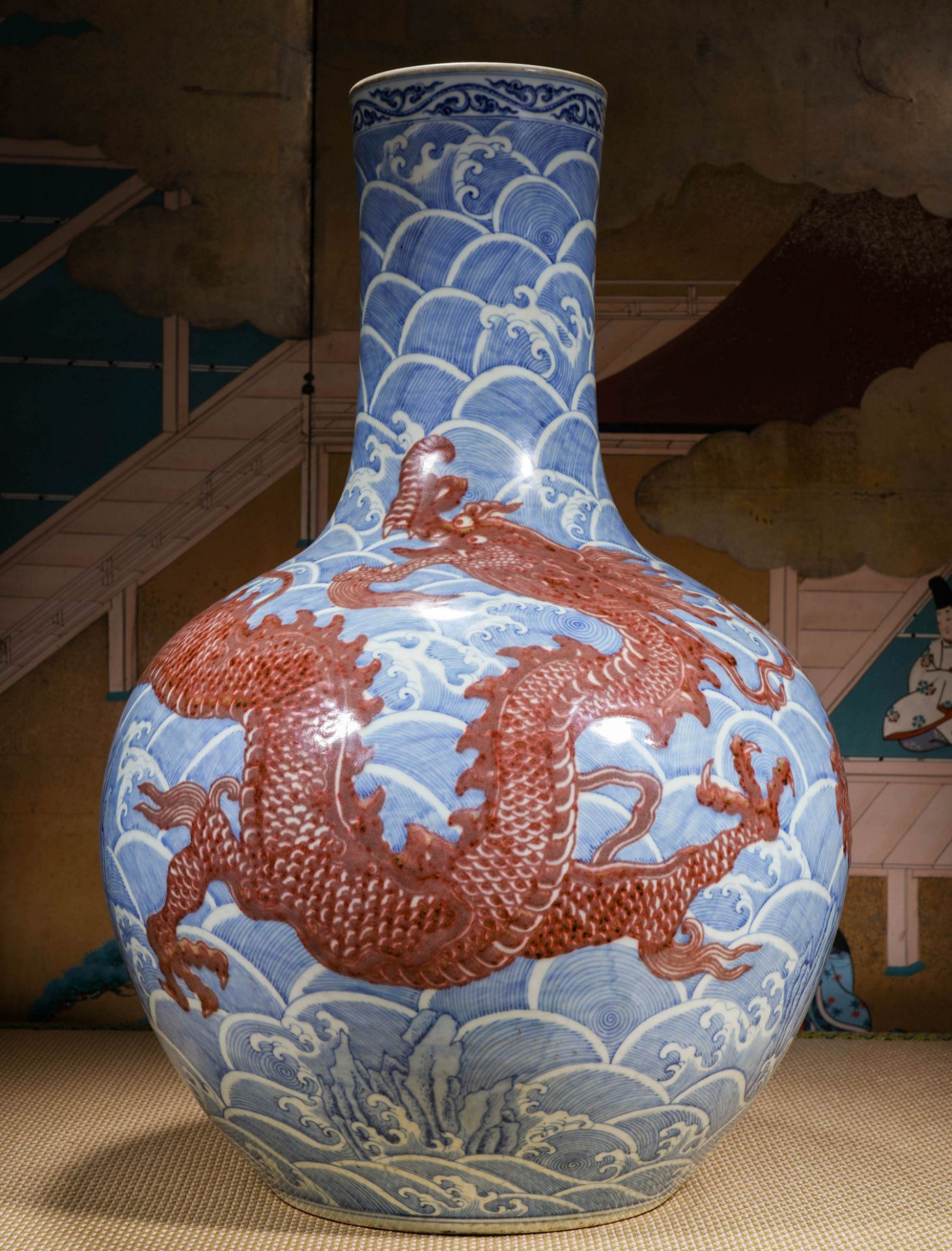 A Chinese Underglaze Blue and Copper Red Dragon Globular Vase - Image 12 of 13