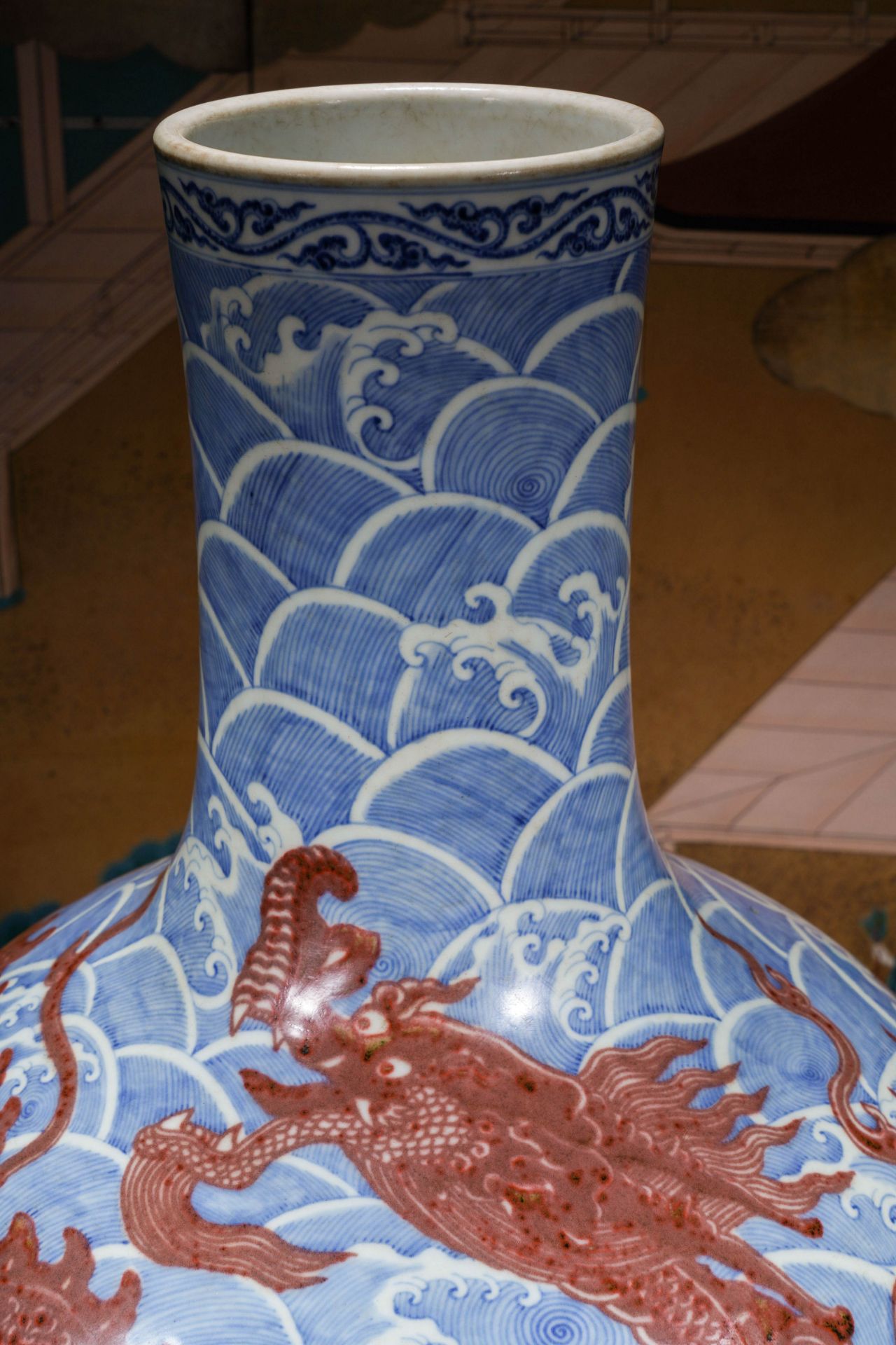 A Chinese Underglaze Blue and Copper Red Dragon Globular Vase - Image 5 of 13