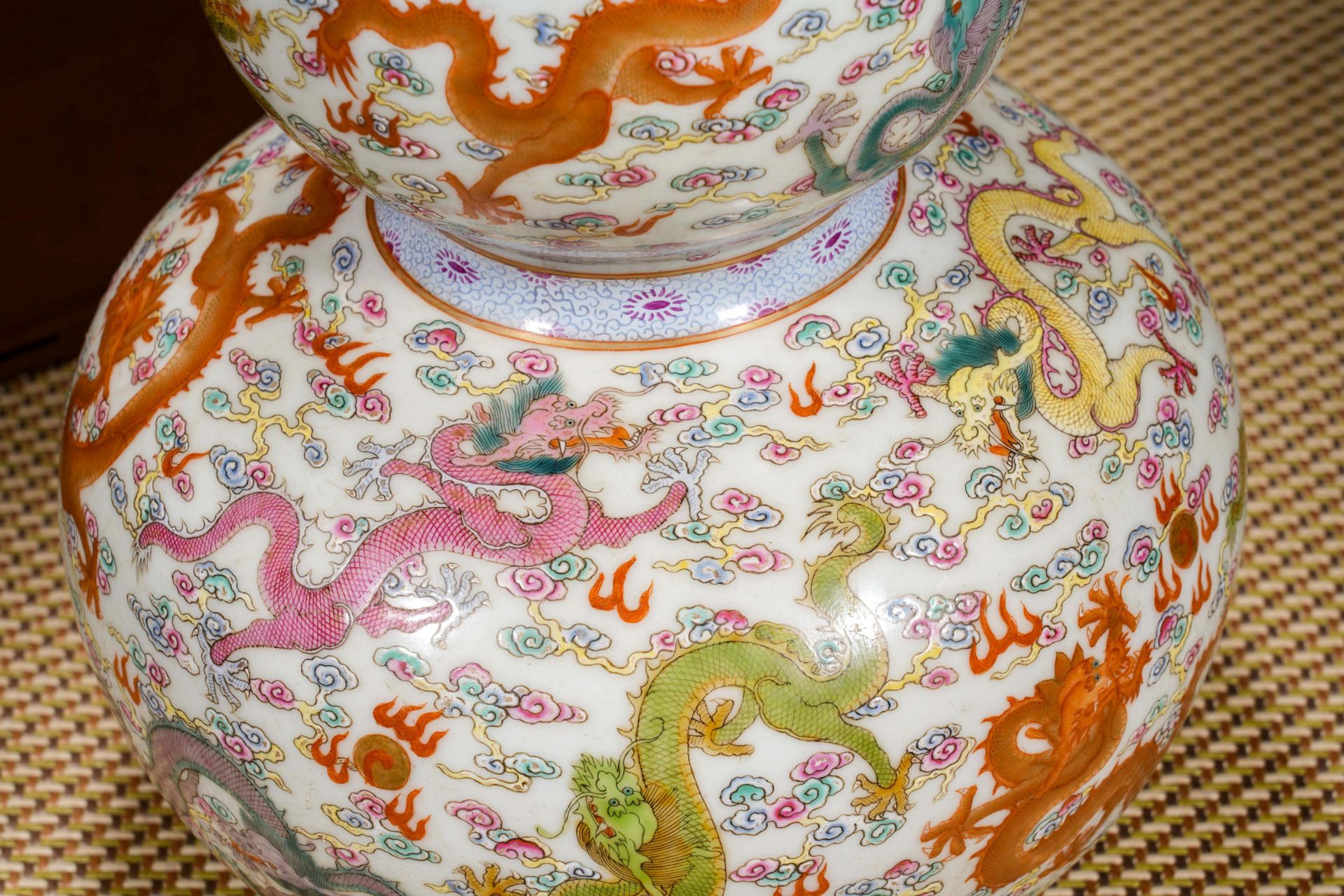 A Chinese Famille Rose Dragons Double Gourds Vase - Image 5 of 13