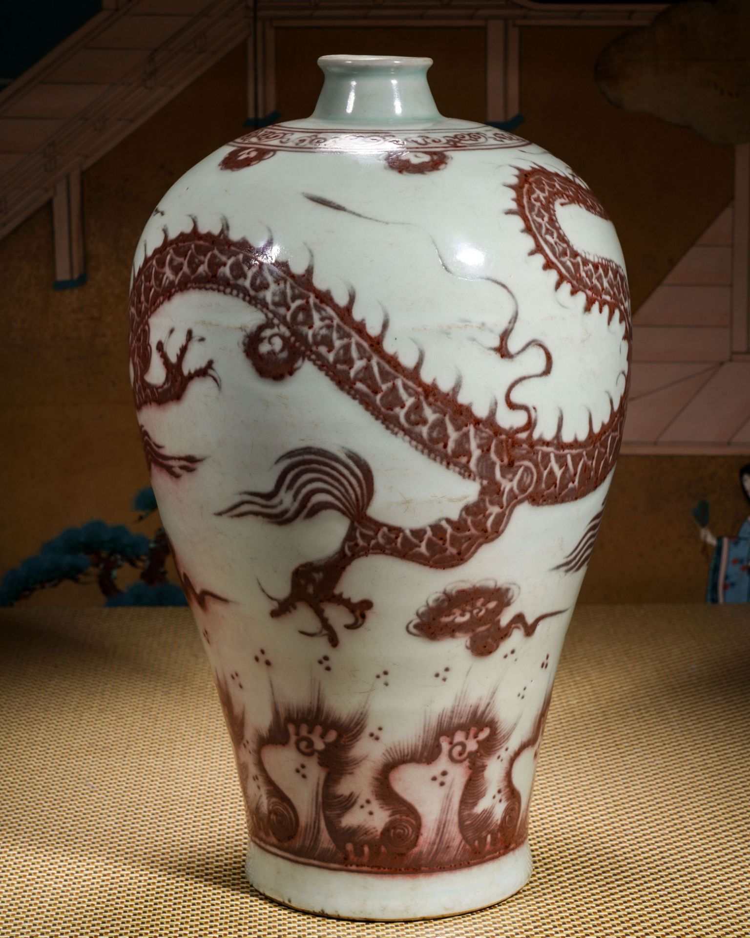 A Chinese Copper Red Dragon Vase Meiping - Image 6 of 13