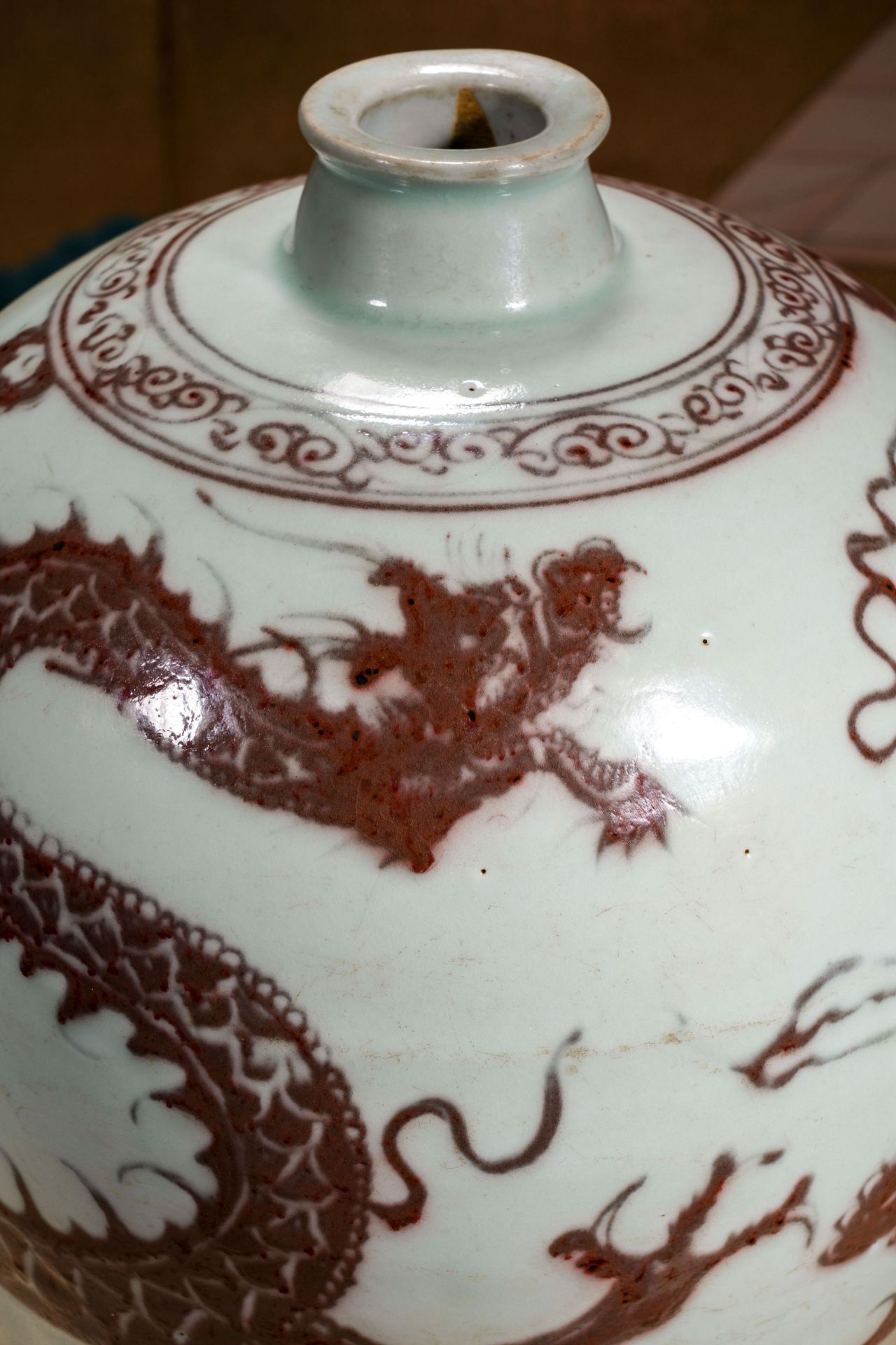 A Chinese Copper Red Dragon Vase Meiping - Image 3 of 13