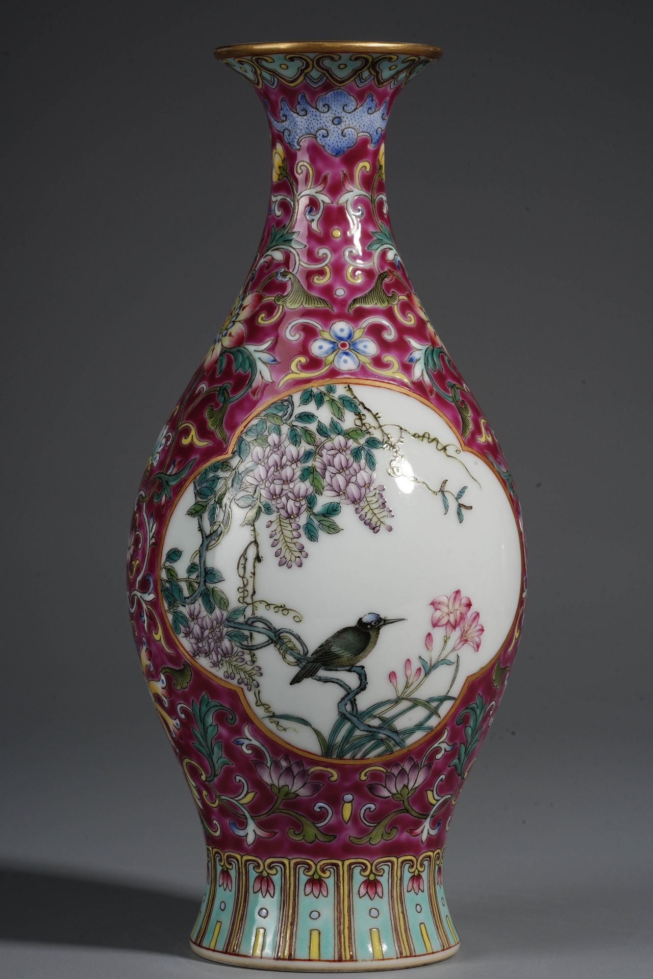 Pair Famille Rose Cranes Vases - Image 4 of 14