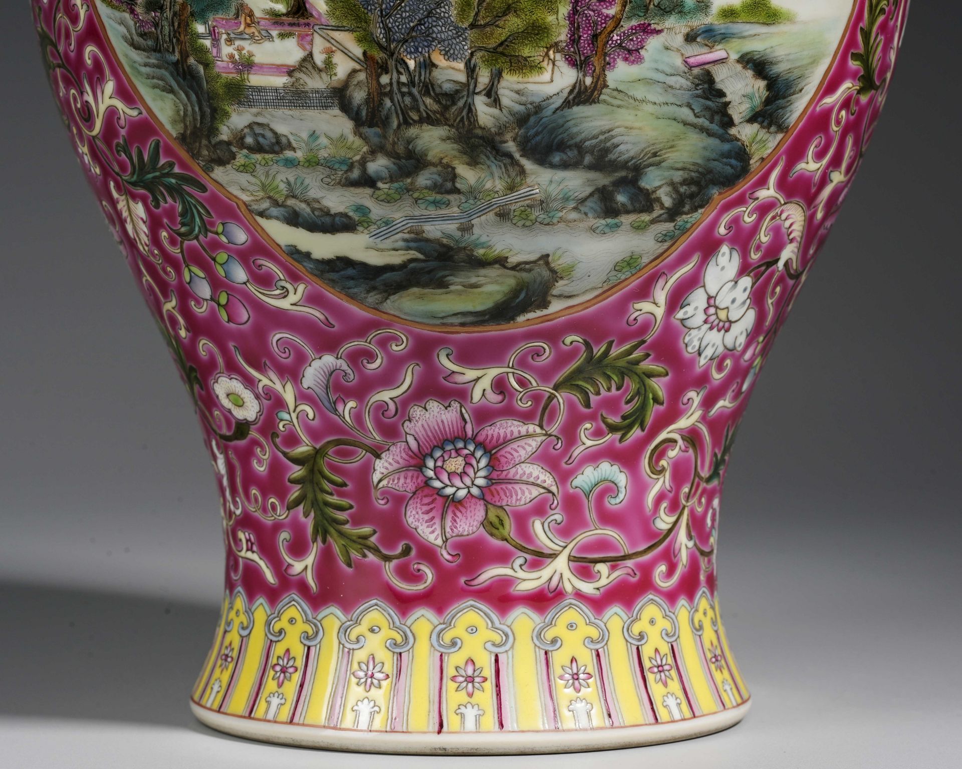 A Chinese Famille Rose Landscape Vase - Image 3 of 16