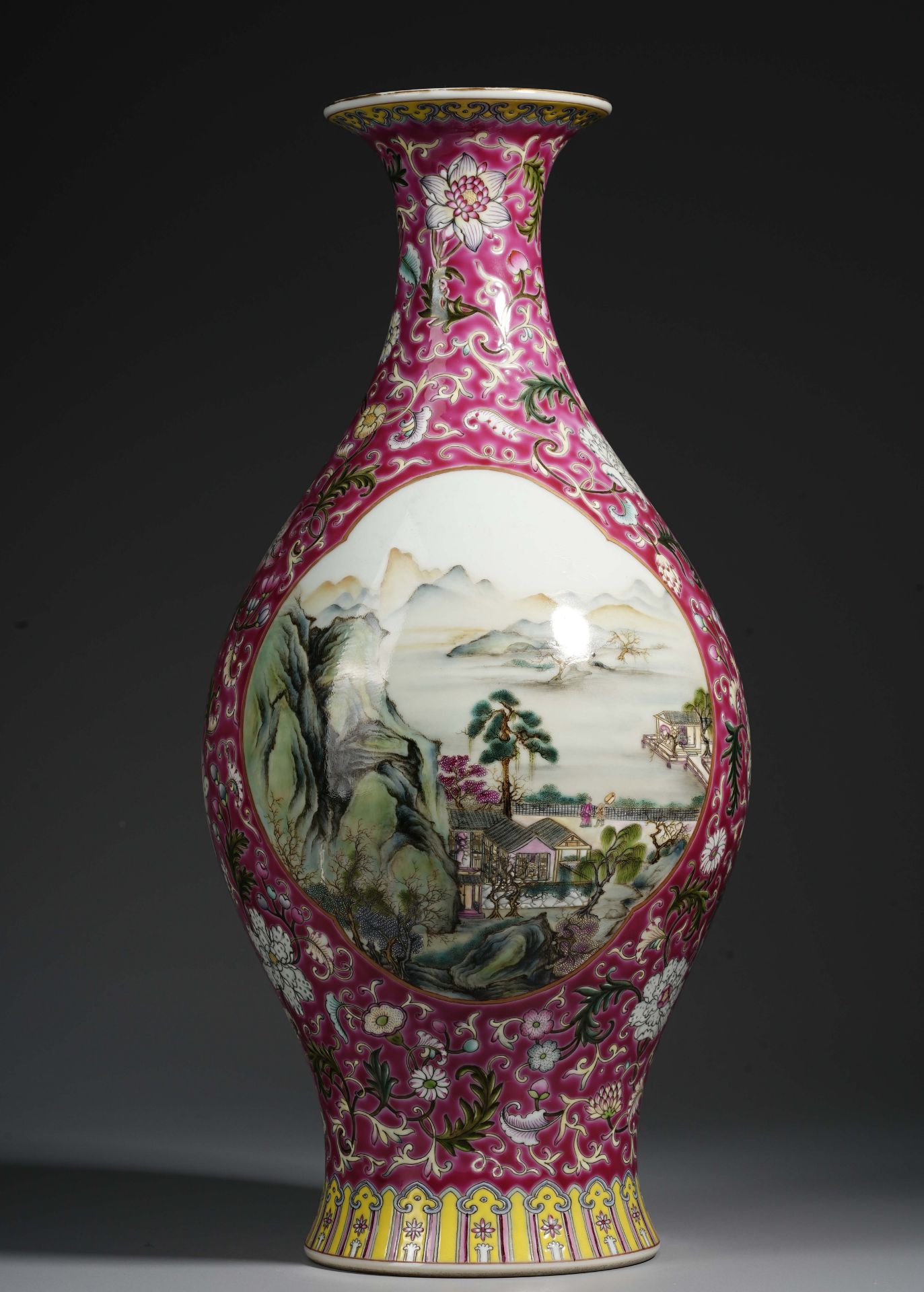 A Chinese Famille Rose Landscape Vase - Image 10 of 16