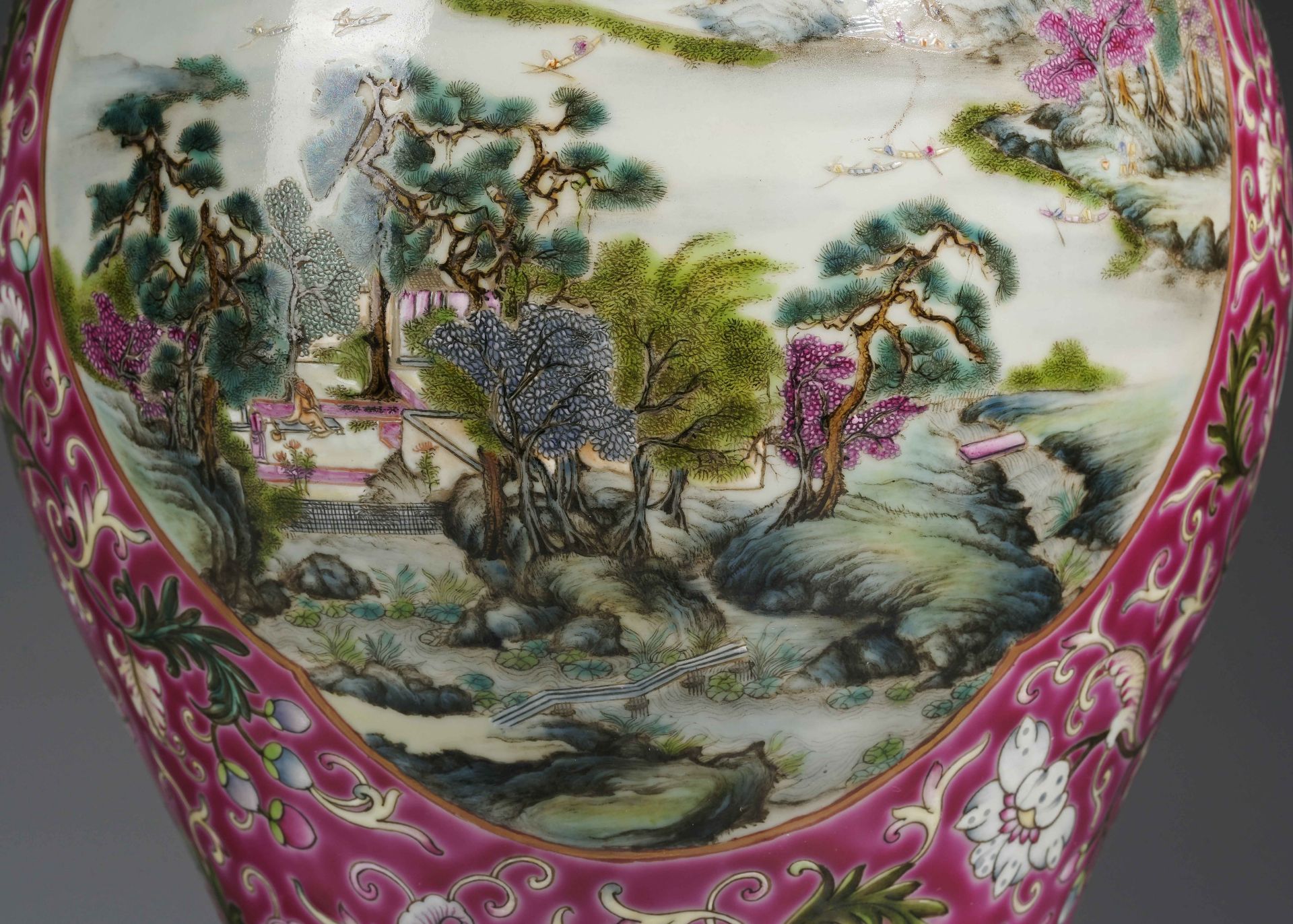 A Chinese Famille Rose Landscape Vase - Image 4 of 16