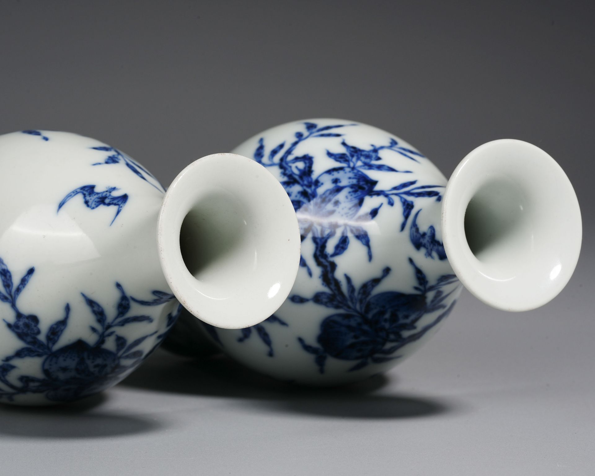 Pair Chinese Blue and White Olive Shape Vases - Image 7 of 13