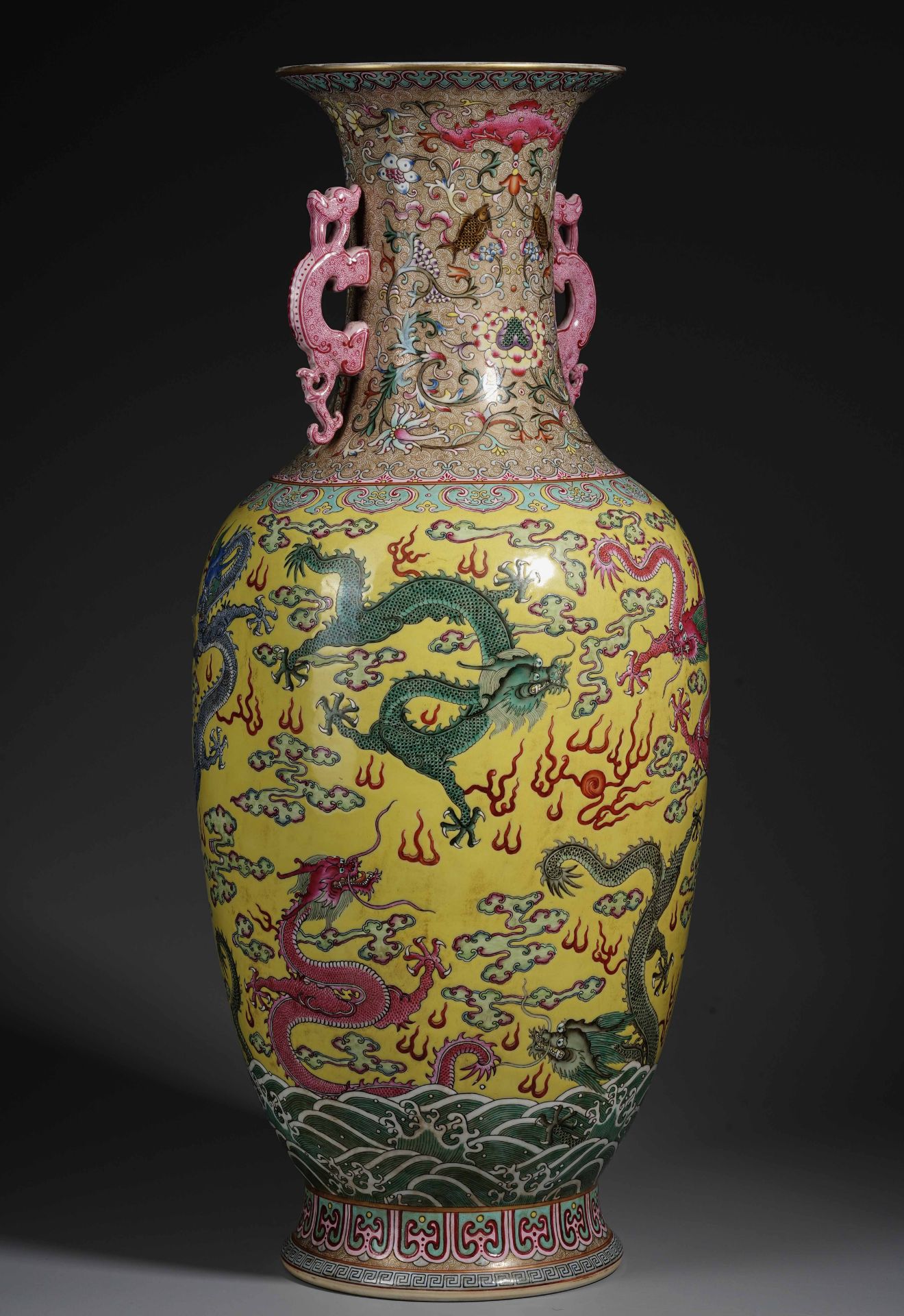 A Chinese Famille Rose Dragons Vase - Image 8 of 19