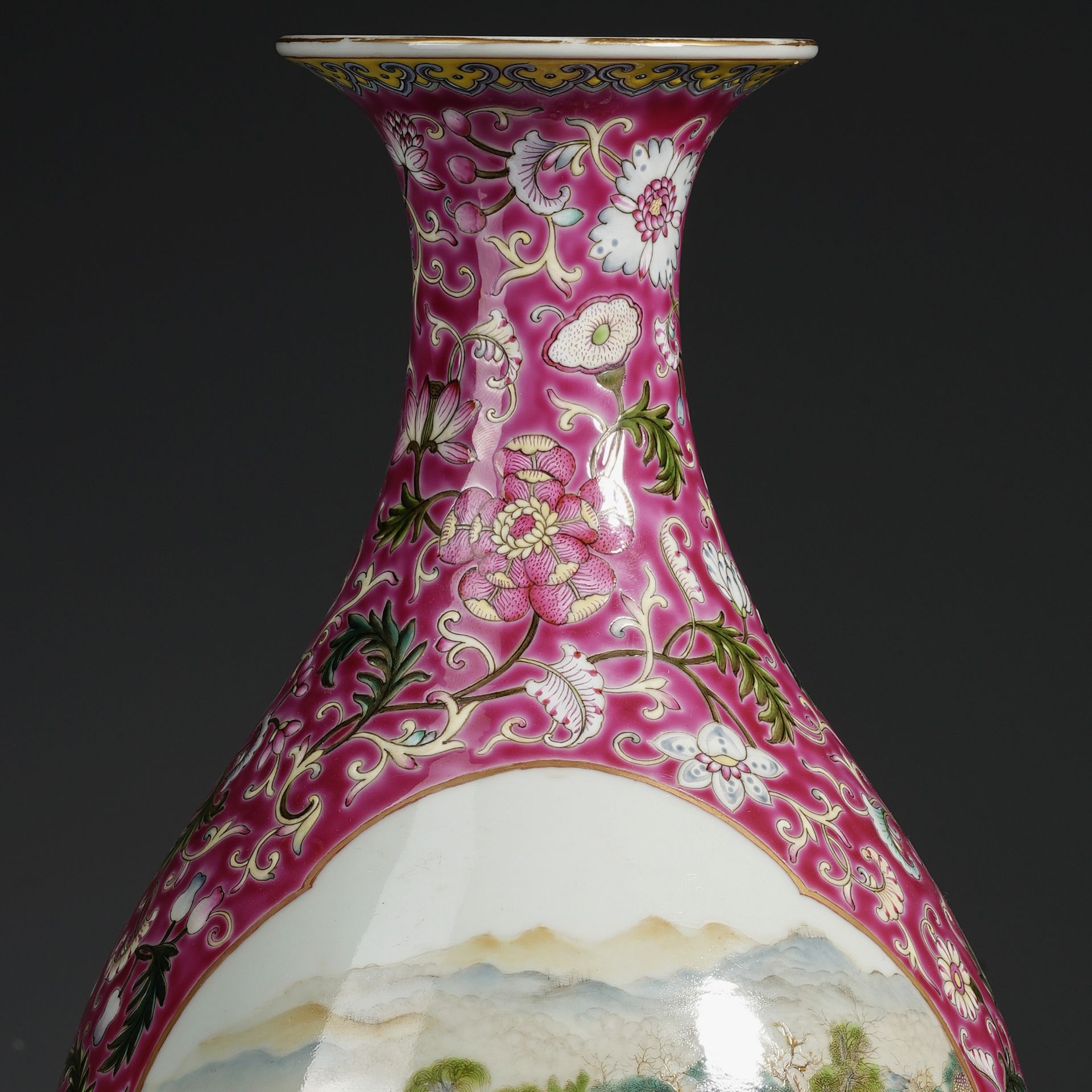 A Chinese Famille Rose Landscape Vase - Image 2 of 16