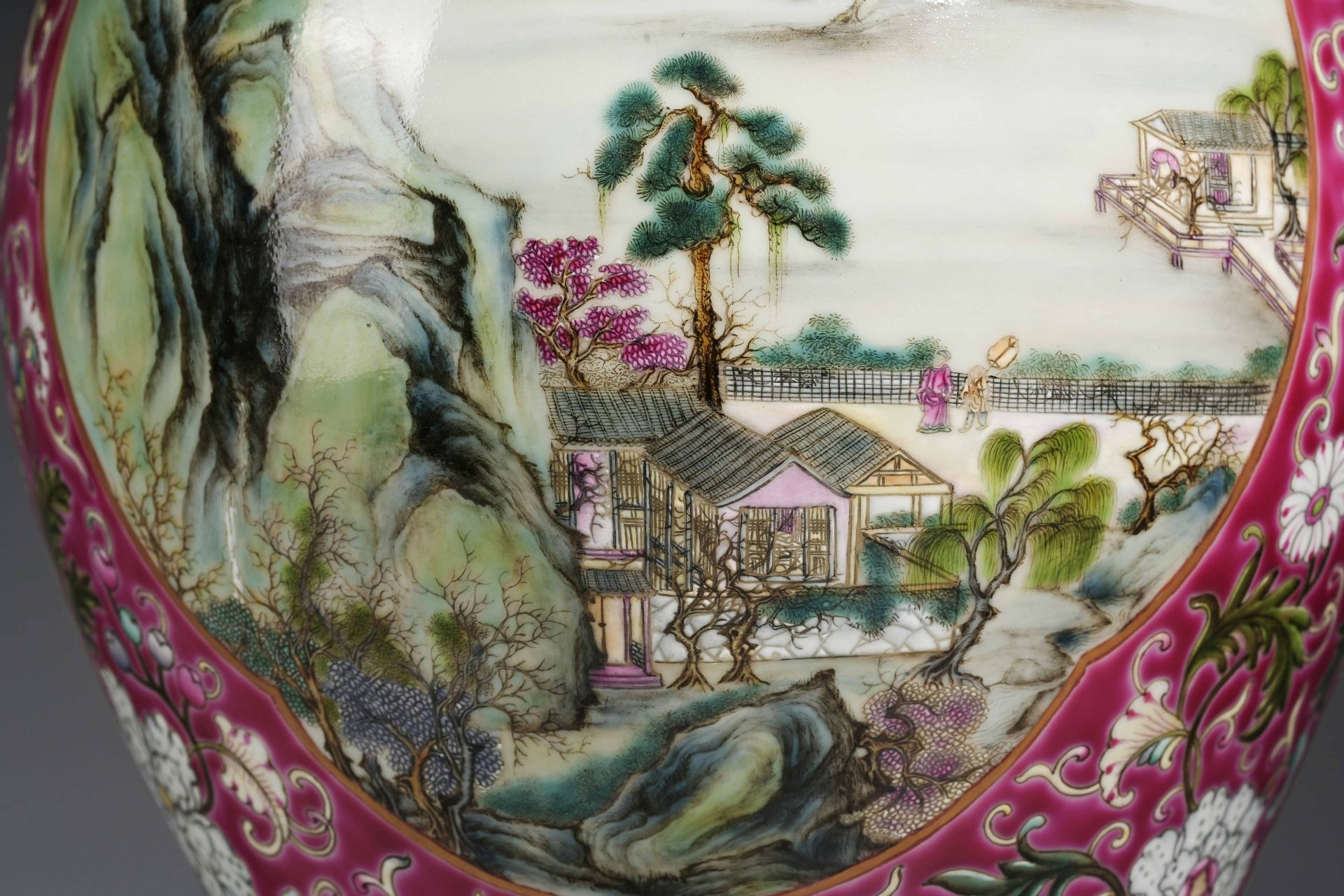 A Chinese Famille Rose Landscape Vase - Image 9 of 16
