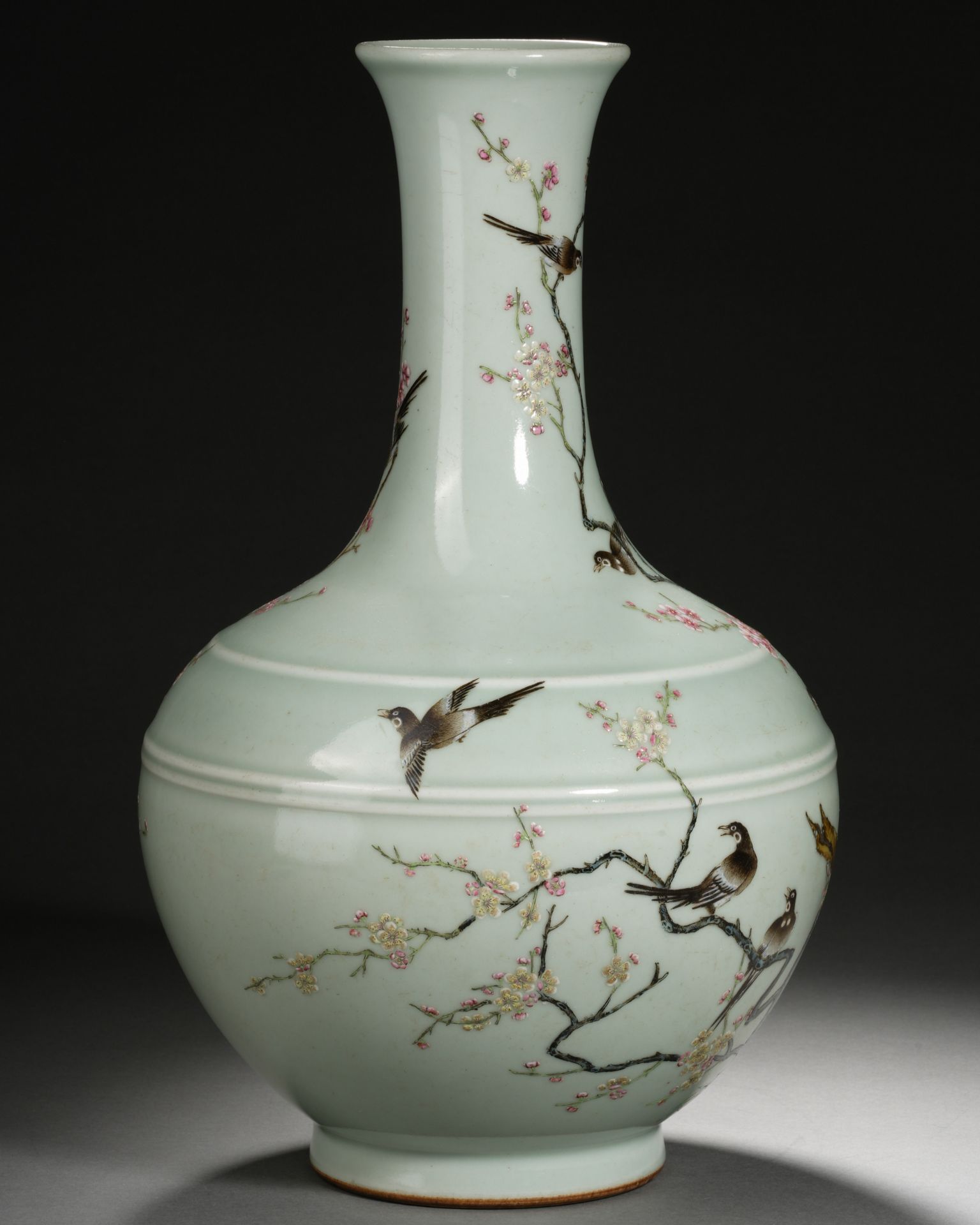 A Chinese Famille Rose Plum and Magpies Decorative Vase - Image 7 of 13